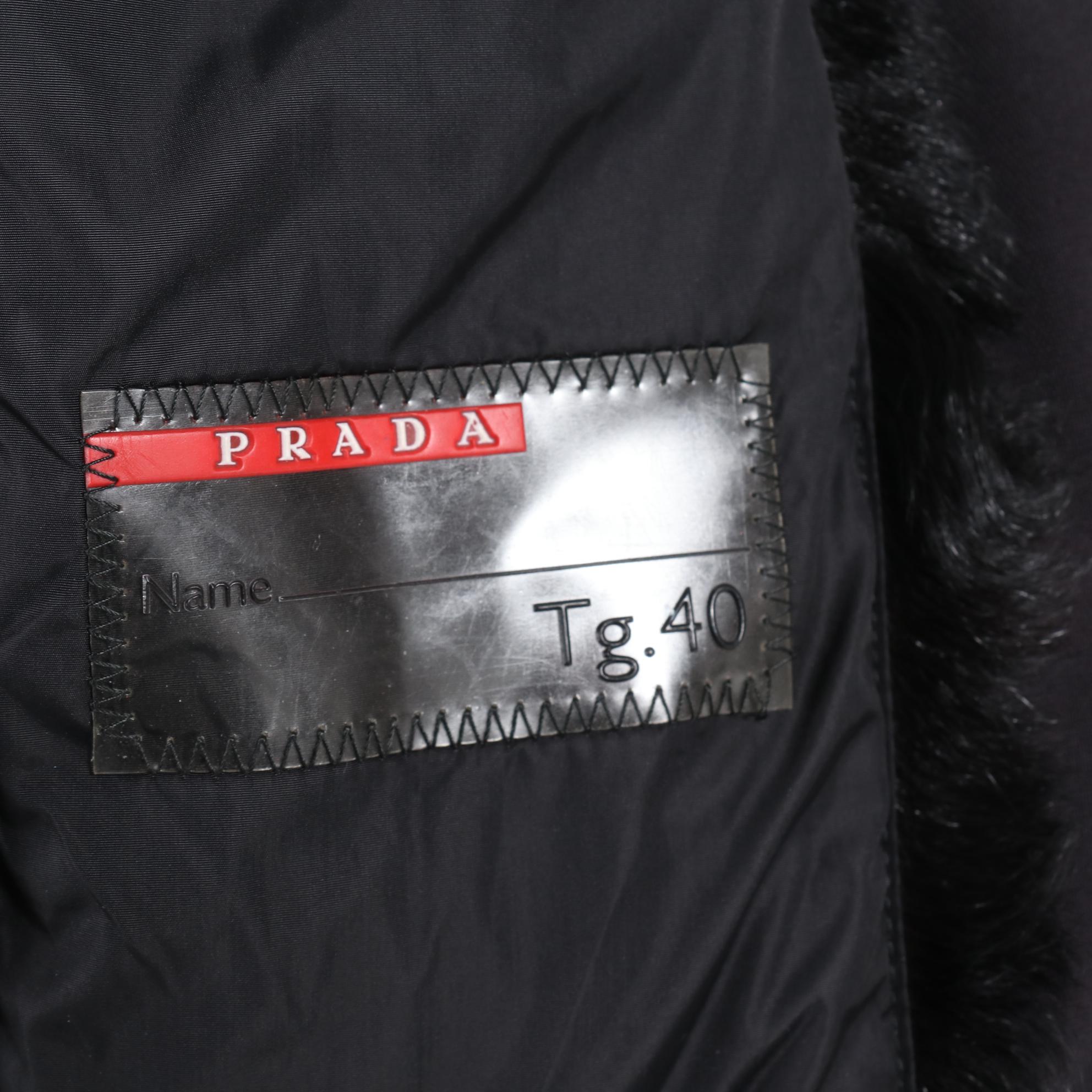 Prada Linea Rossa Black Nylon and Fur Jacket
