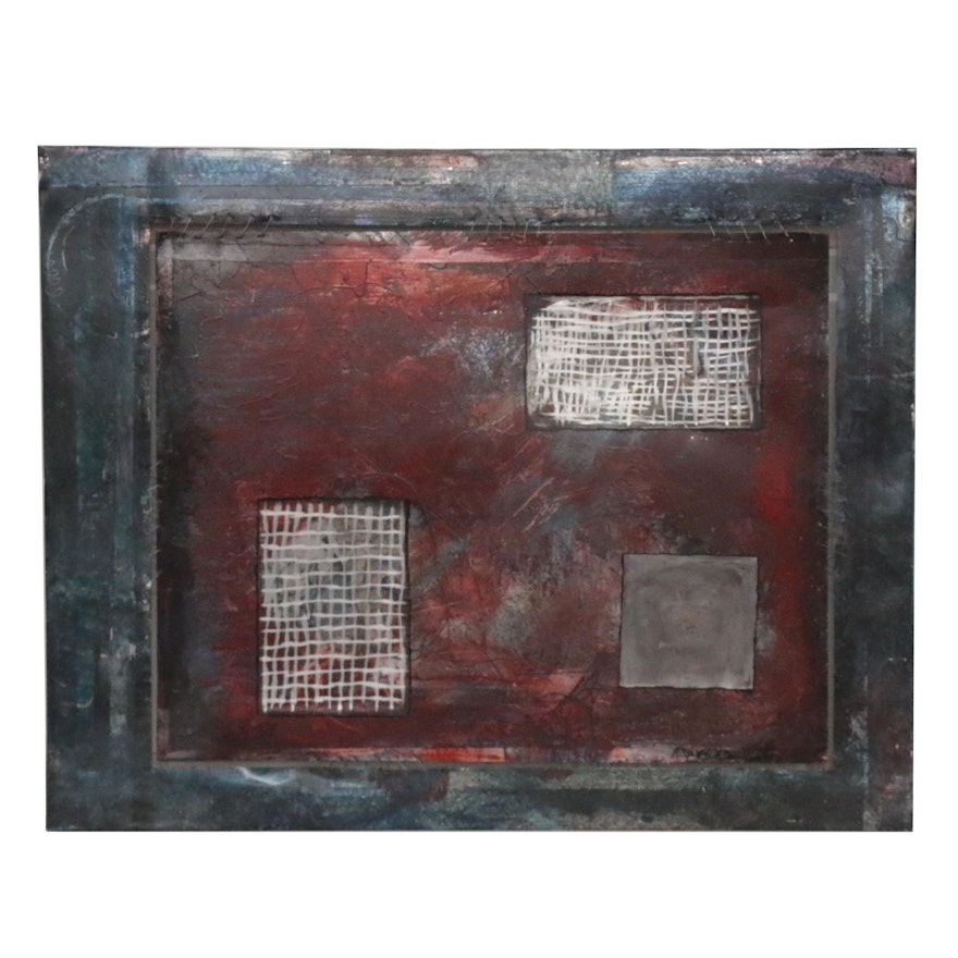 Abstract Mixed Media Painting, Late 20th Century