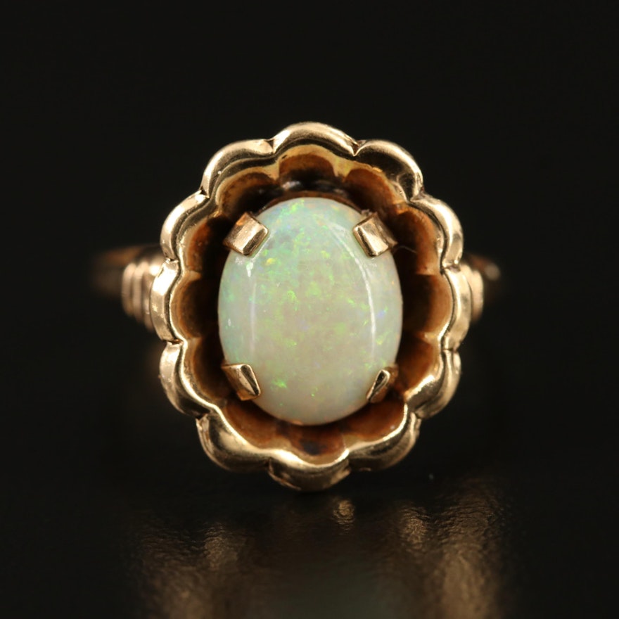 10K Opal Flower Ring