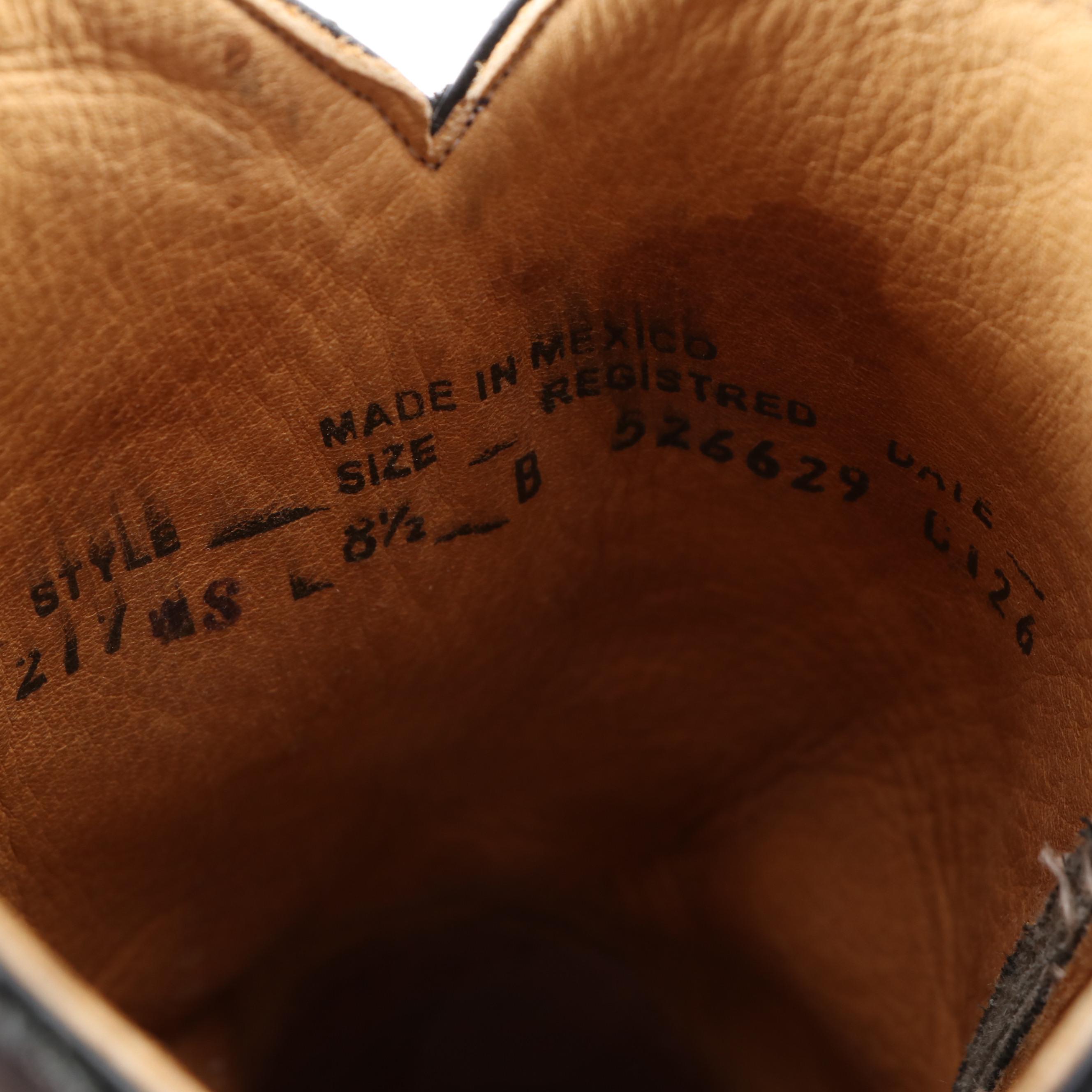 Stingray Skin and Black Leather Snip Toe Western Boots