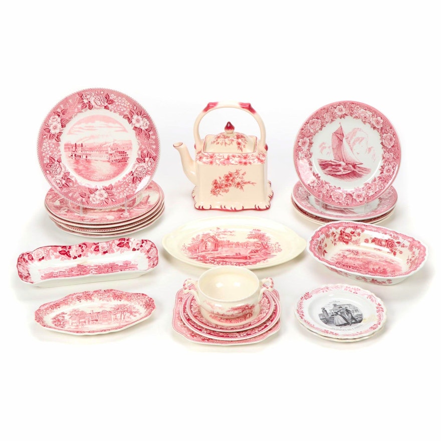 Ridways and Other Pink Transferware Ironstone, Early to Mid 20th Century