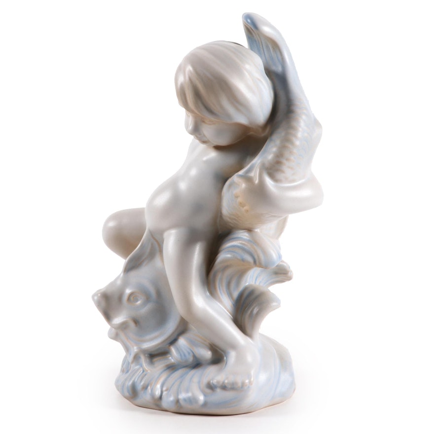 Gary David Simon for Rookwood Pottery "Boy with Dolphin" Matte Glaze Figurine