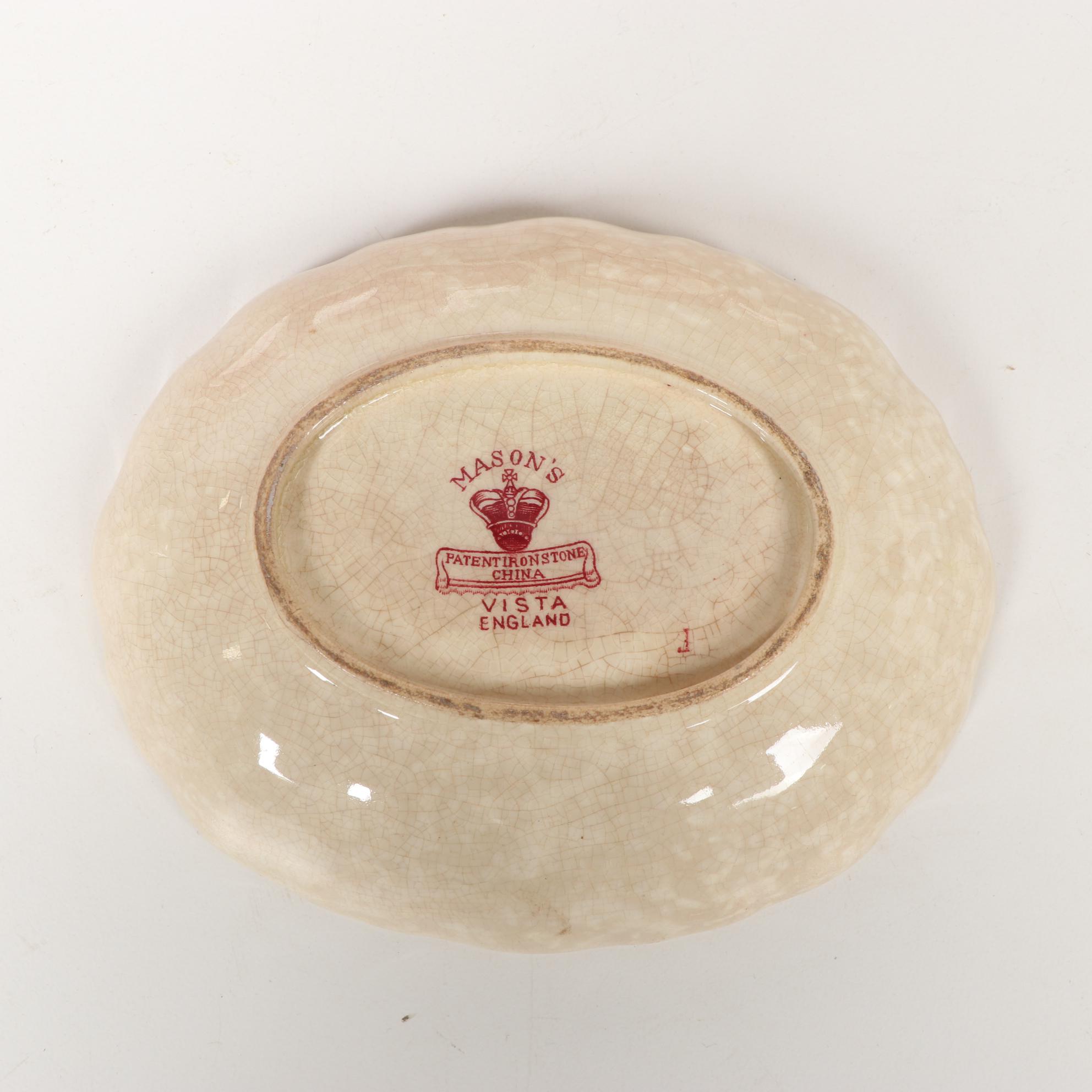 Mason's "Vista" Pink Transferware Ironstone Dinnerware, Mid-20th Century