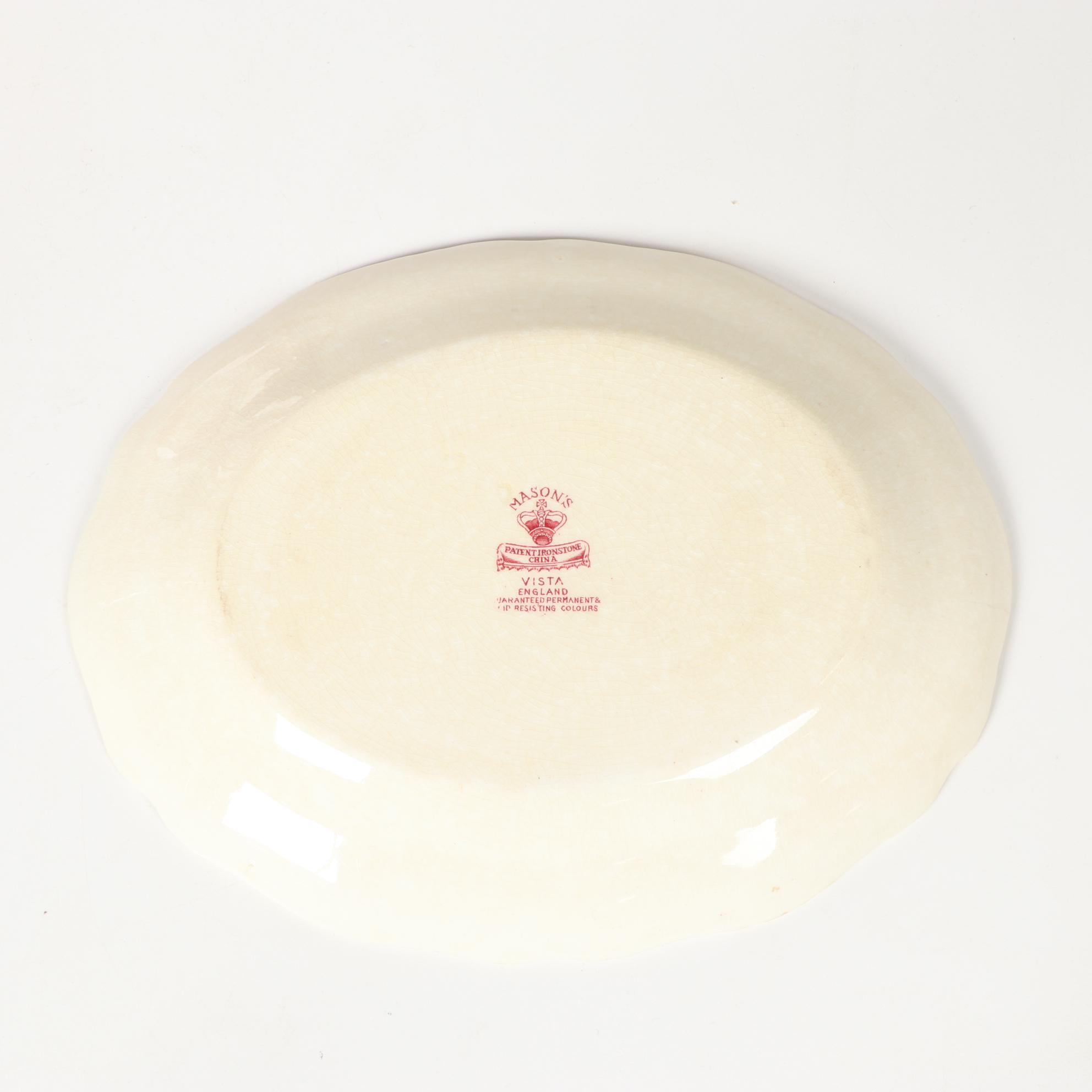 Mason's "Vista" Pink Transferware Ironstone Dinnerware, Mid-20th Century