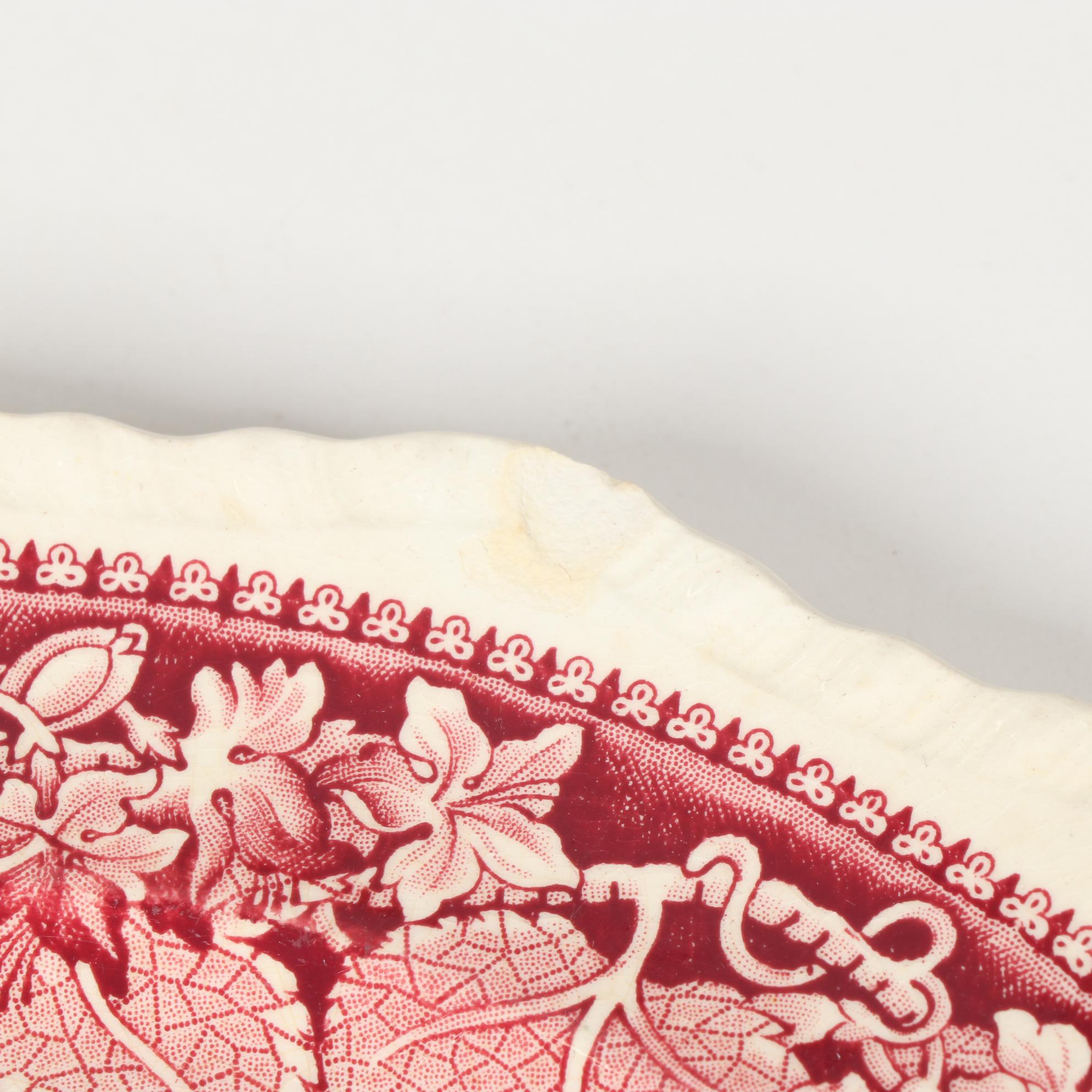 Mason's "Vista" Pink Transferware Ironstone Dinnerware, Mid-20th Century