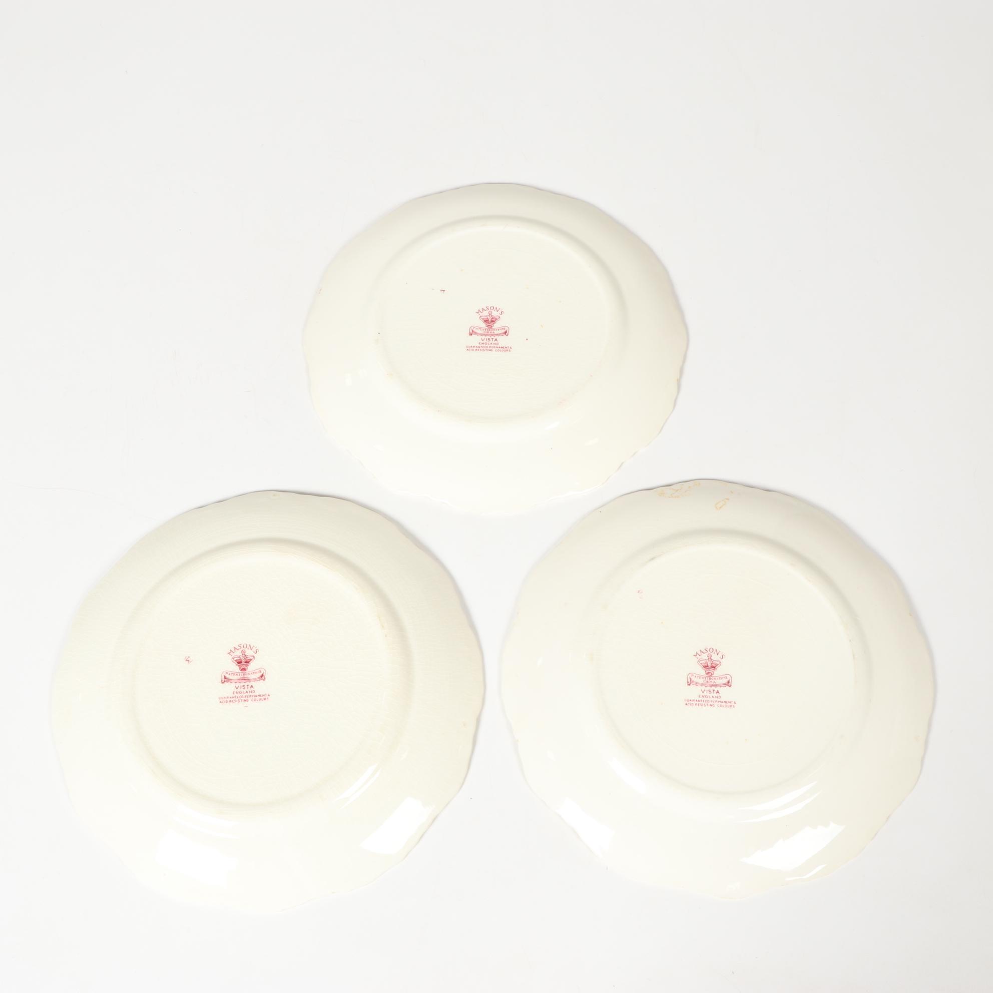 Mason's "Vista" Pink Transferware Ironstone Dinnerware, Mid-20th Century