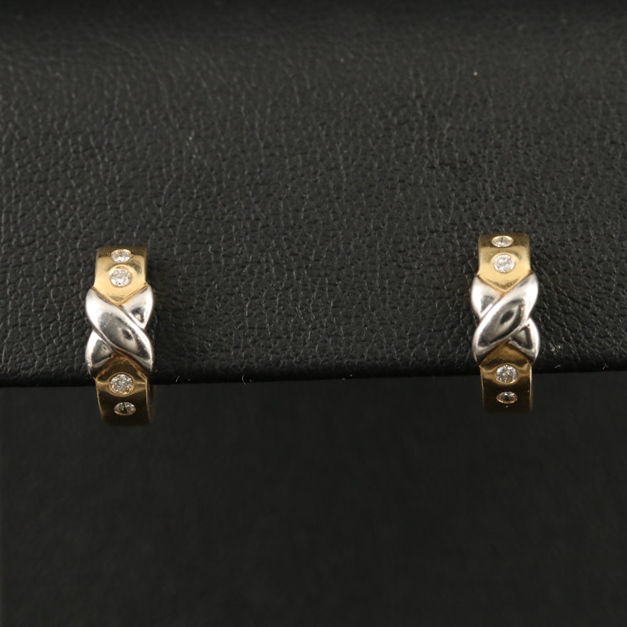 14K Diamond Huggie Earrings