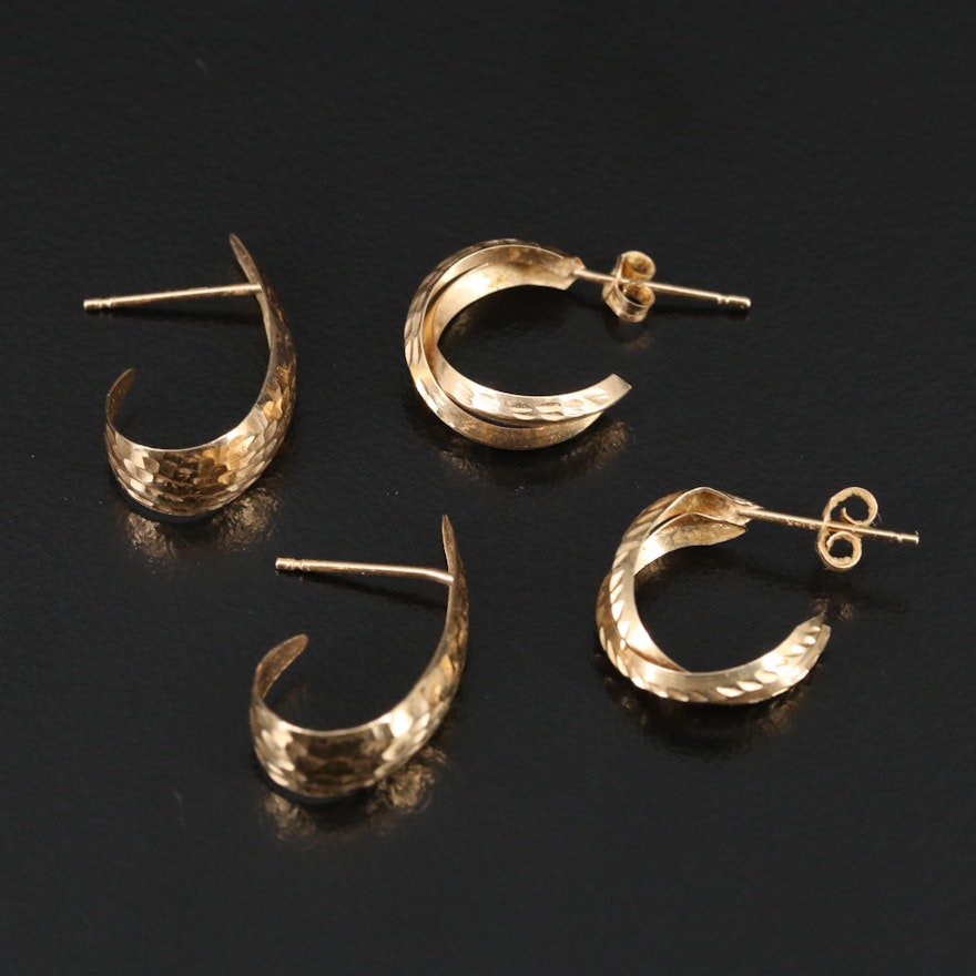 14K J Hoop Earrings