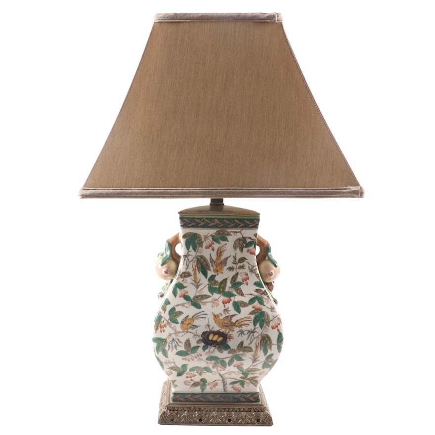 Currey & Company East Asian Style Table Lamp with Quince Accents, 2003