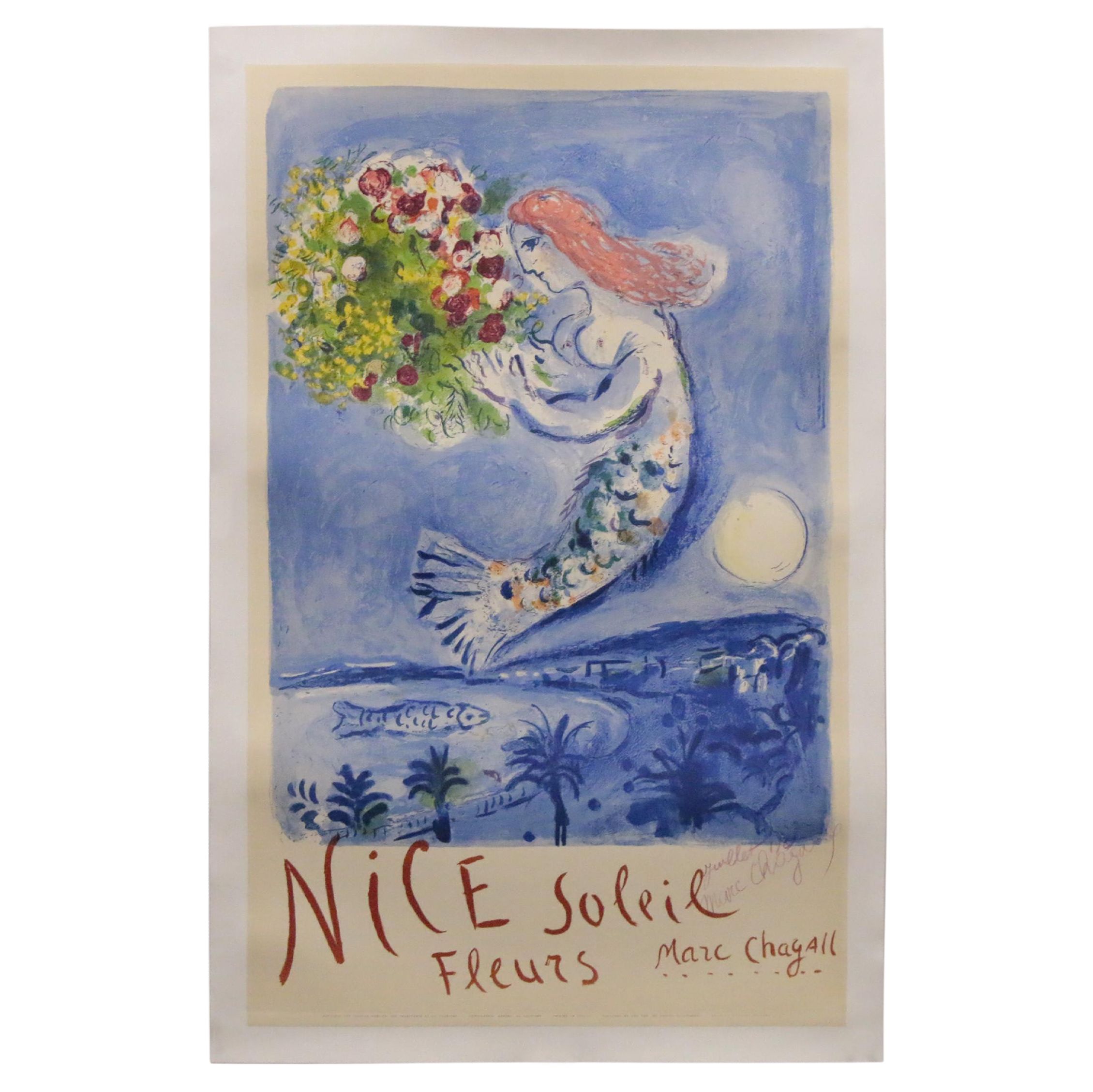 Marc Chagall Lithograph Exhibition Poster "Nice Soleil Fleurs," 1969