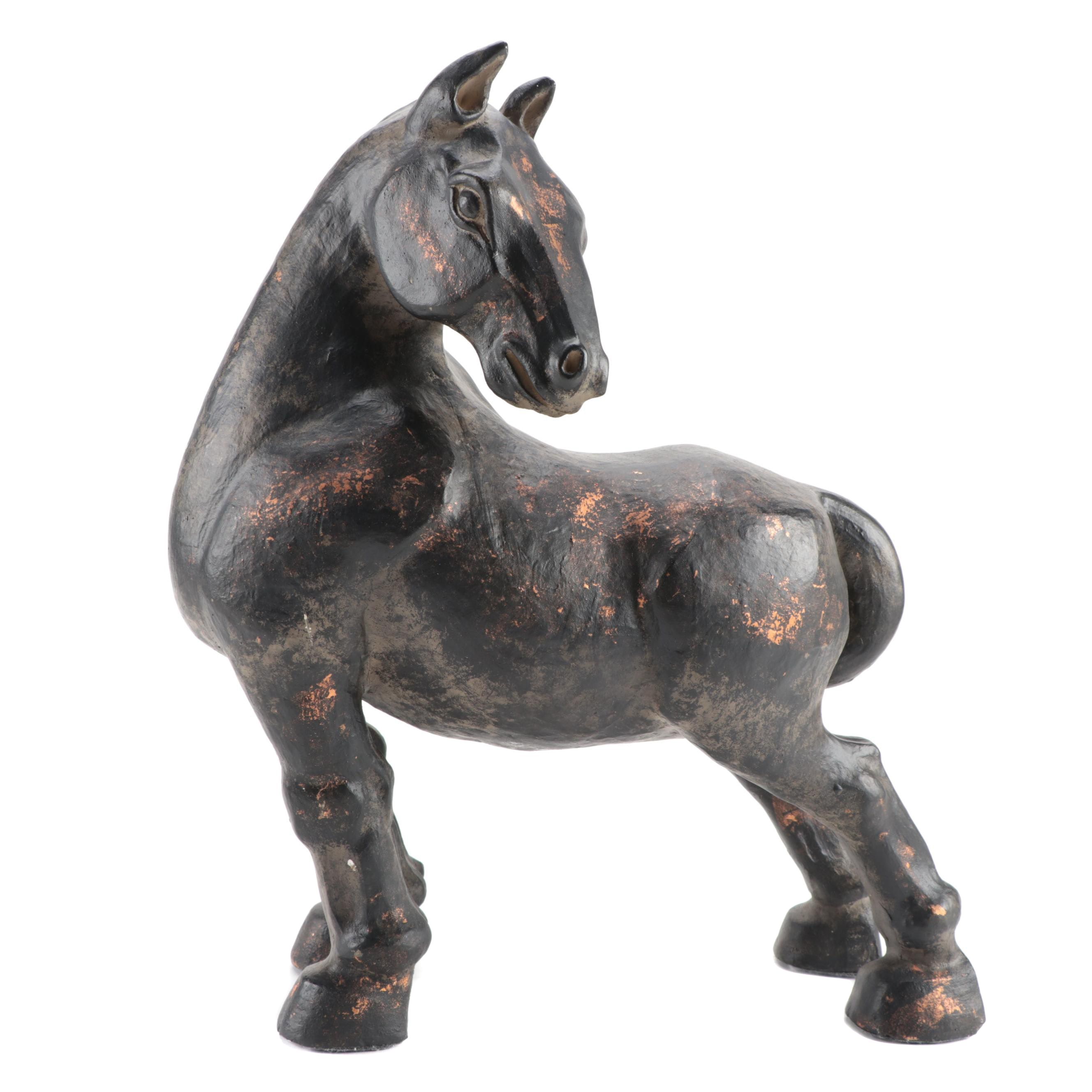 Chinese Style Patinated Ceramic Horse Figurine