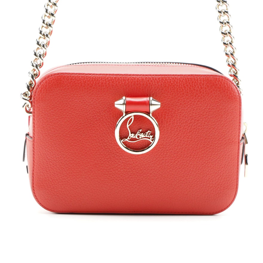 Christian Louboutin Mini Rubylou Crossbody Bag in Red Grained Leather