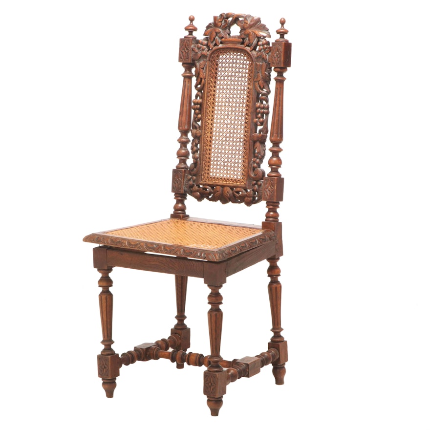Jacobean Revival Carved Oak Side Chair, Late 19th/Early 20th Century
