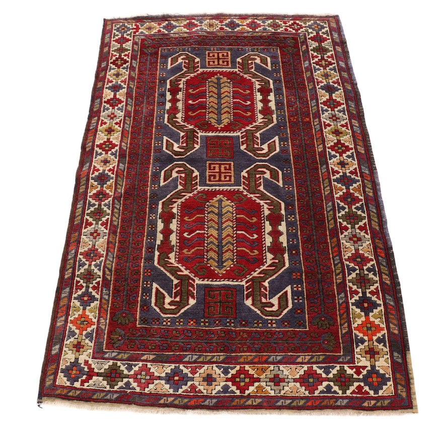 4' x 6'5 Hand-Knotted Turkish Kazak Wool Rug