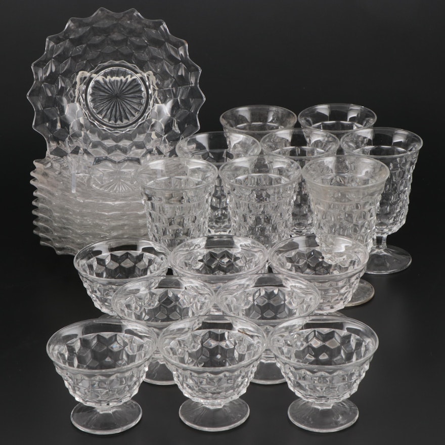 Fostoria "American Clear" Pressed Glass Stemware and Salad Plates