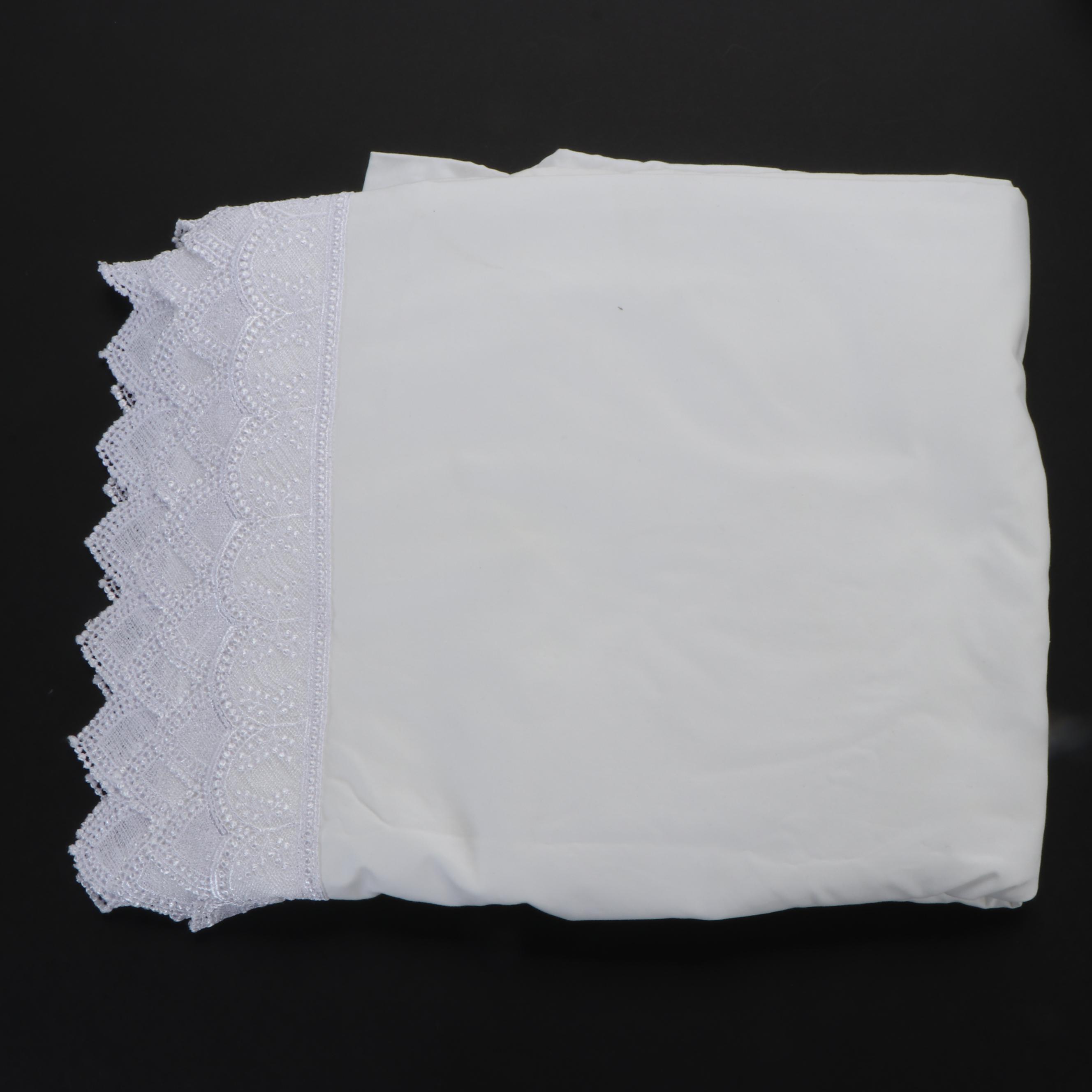 Charisma Lace Trim Egyptian Cotton Flat Sheet, Pillowcases, and Other Sheets