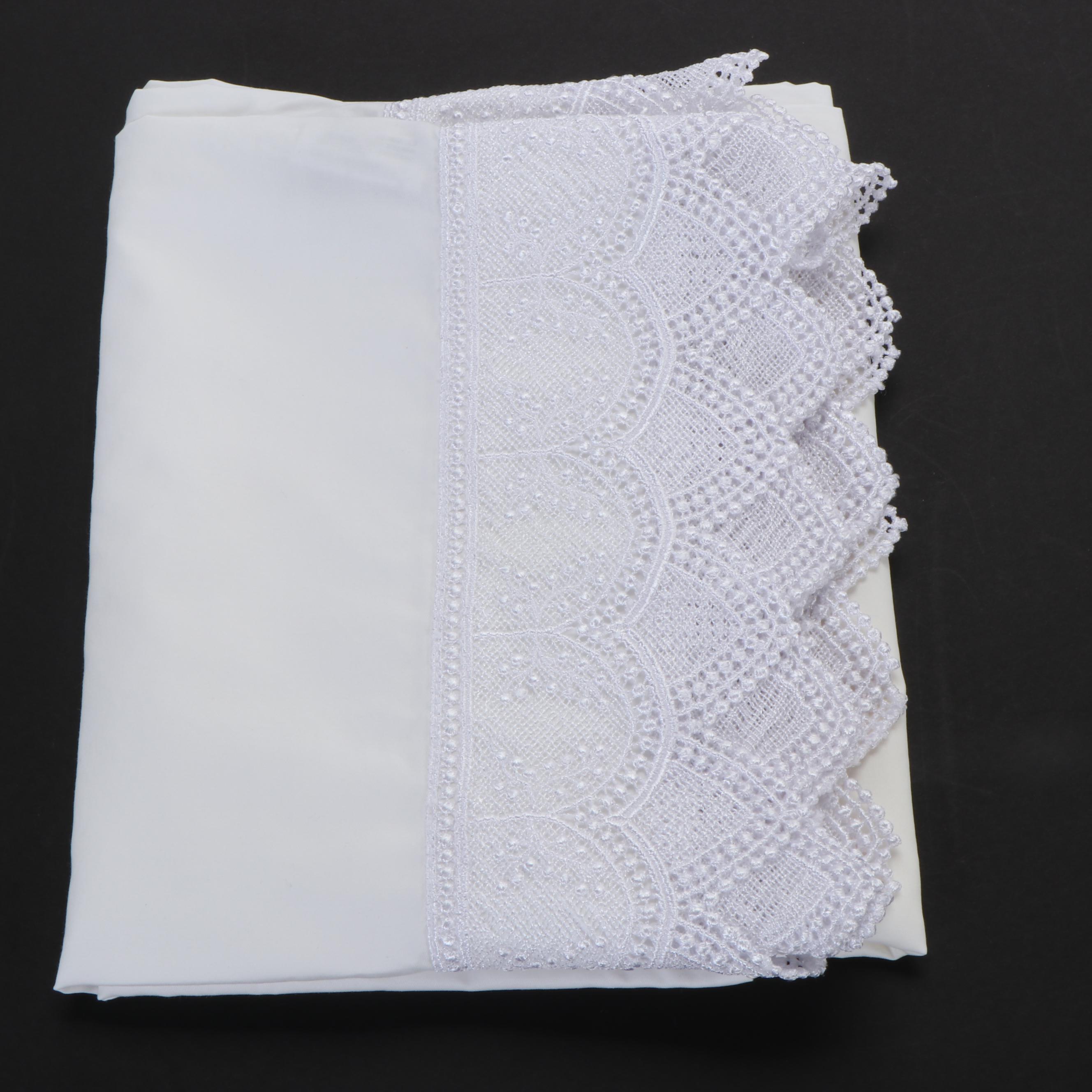 Charisma Lace Trim Egyptian Cotton Flat Sheet, Pillowcases, and Other Sheets