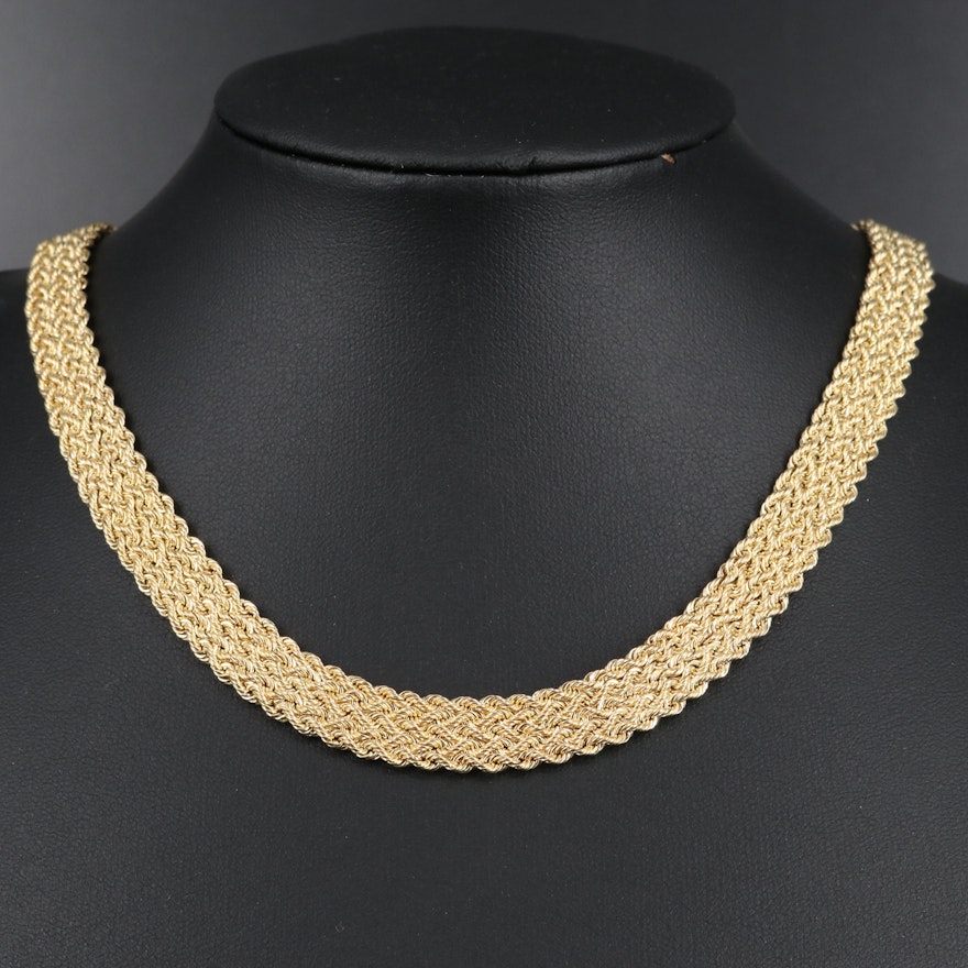 14K Woven Rope Chain Necklace