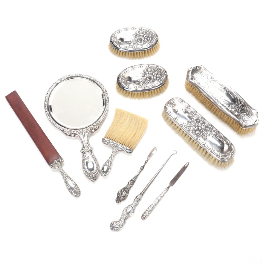 Gorham and Other Sterling Silver Handled Vanity Accessories, Antiques