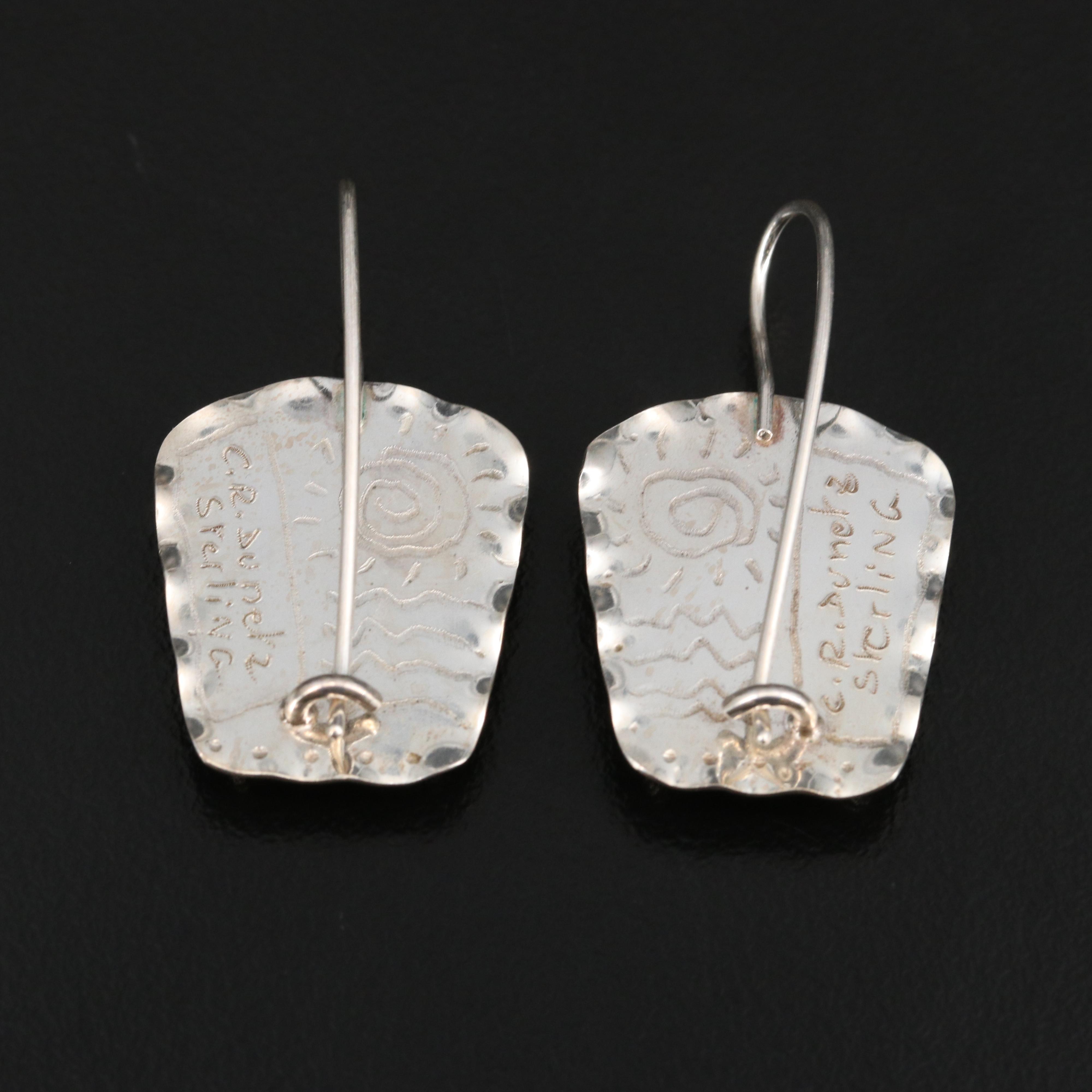 Celiane & Ronald Dunetz Sterling Silver Enamel Earrings