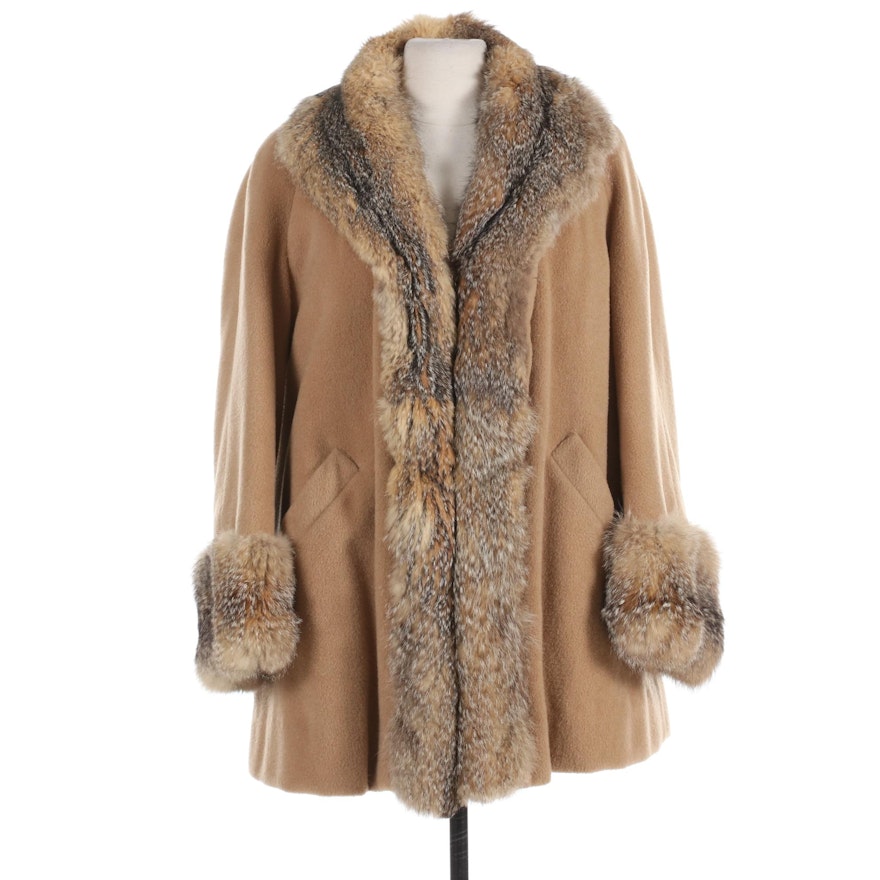 Rabbit Fur Lined Camel Hair Coat