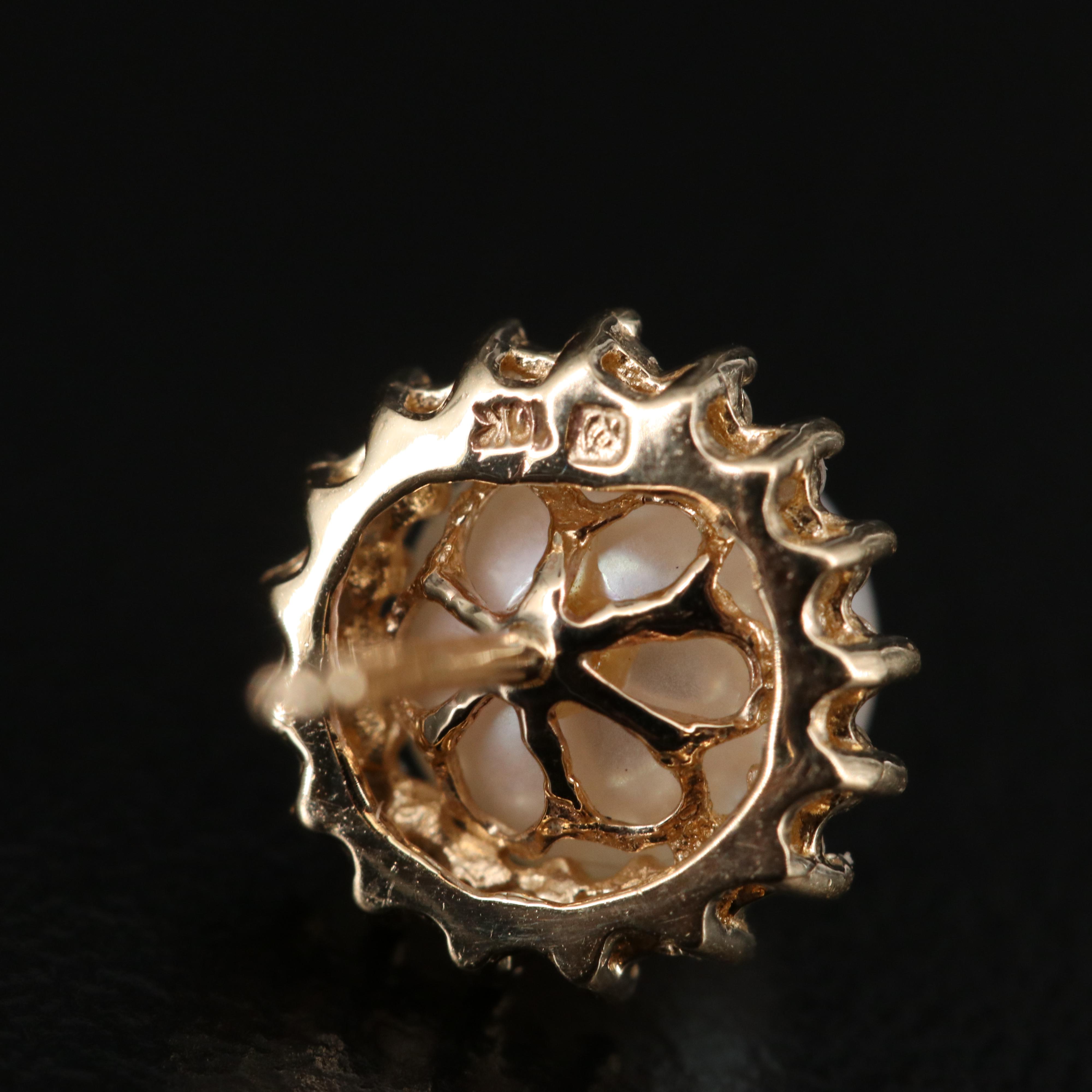 10K Pearl and Diamond Stud Earrings