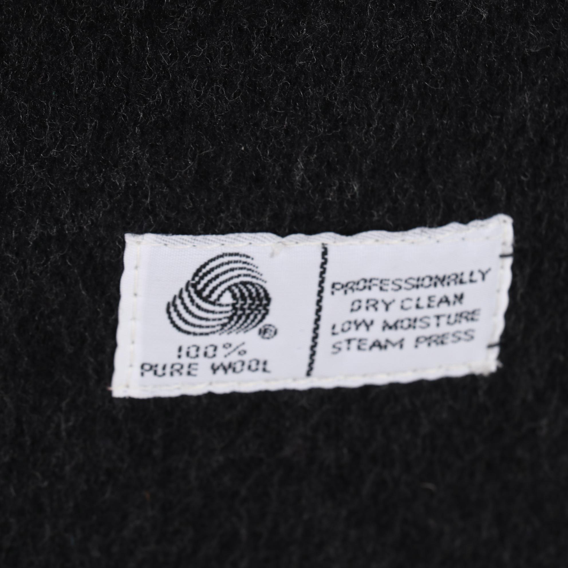 J.G. Hook Black Wool Double-Breasted Coat with Fox Fur Collar