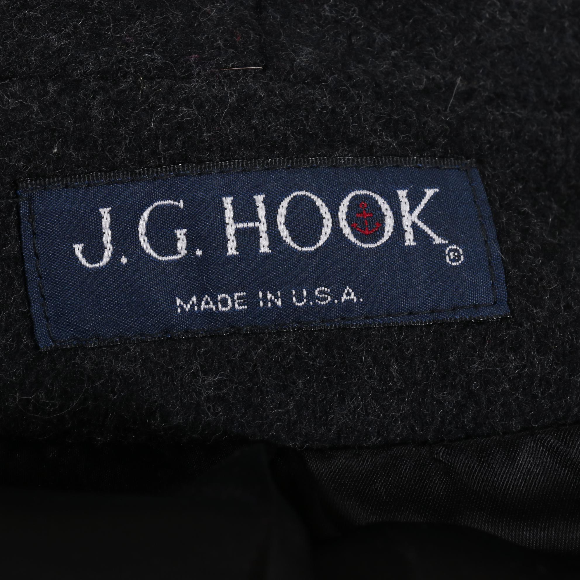 J.G. Hook Black Wool Double-Breasted Coat with Fox Fur Collar