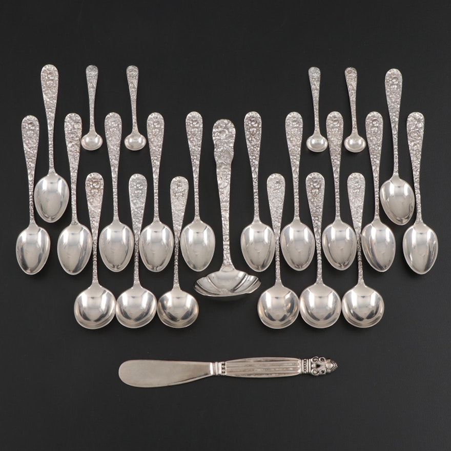 Stieff "Repoussé" Sterling Silver Flatware with Godinger Knife