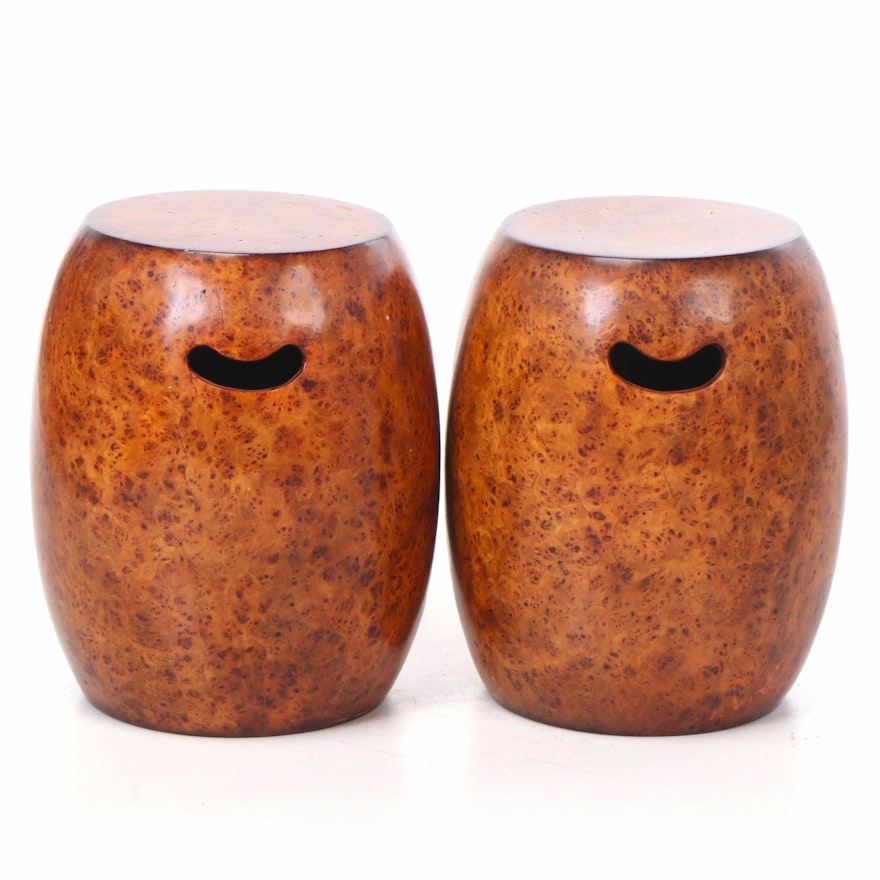 Pair of Burlwood Garden Stools