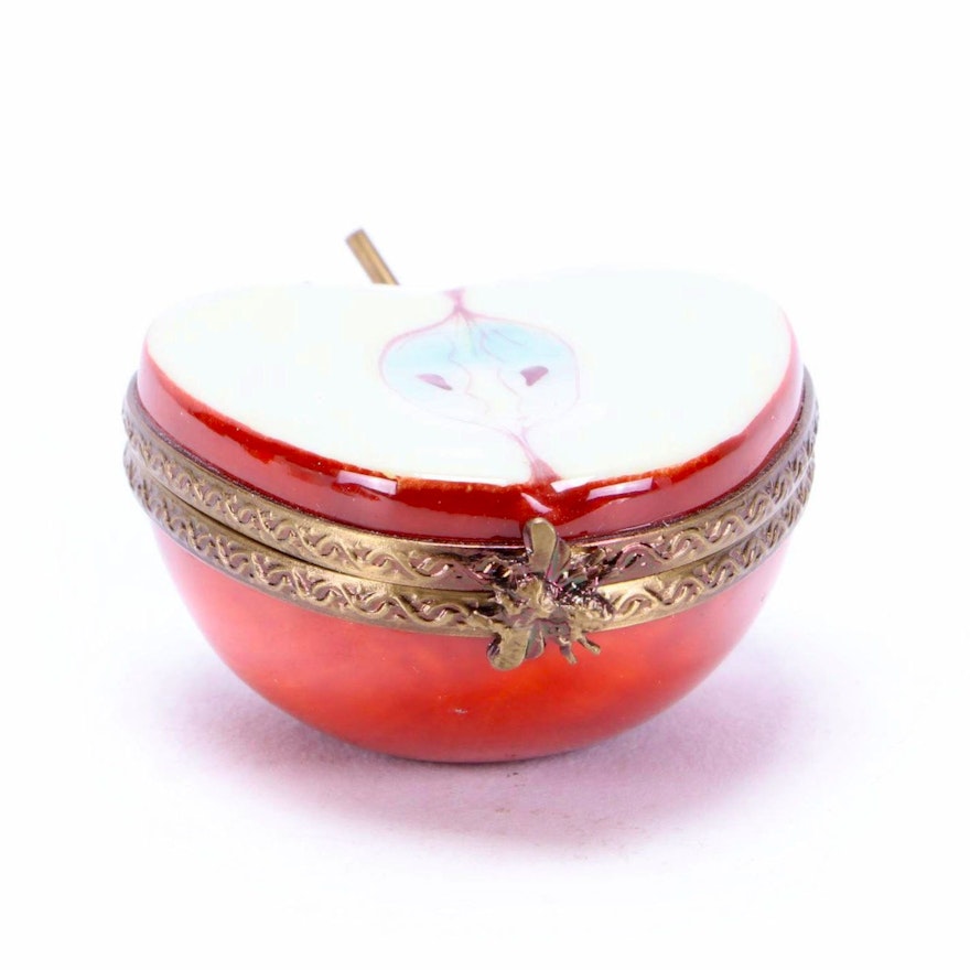 Parry Vielle Hand-Painted Porcelain Red Apple Limoges Box