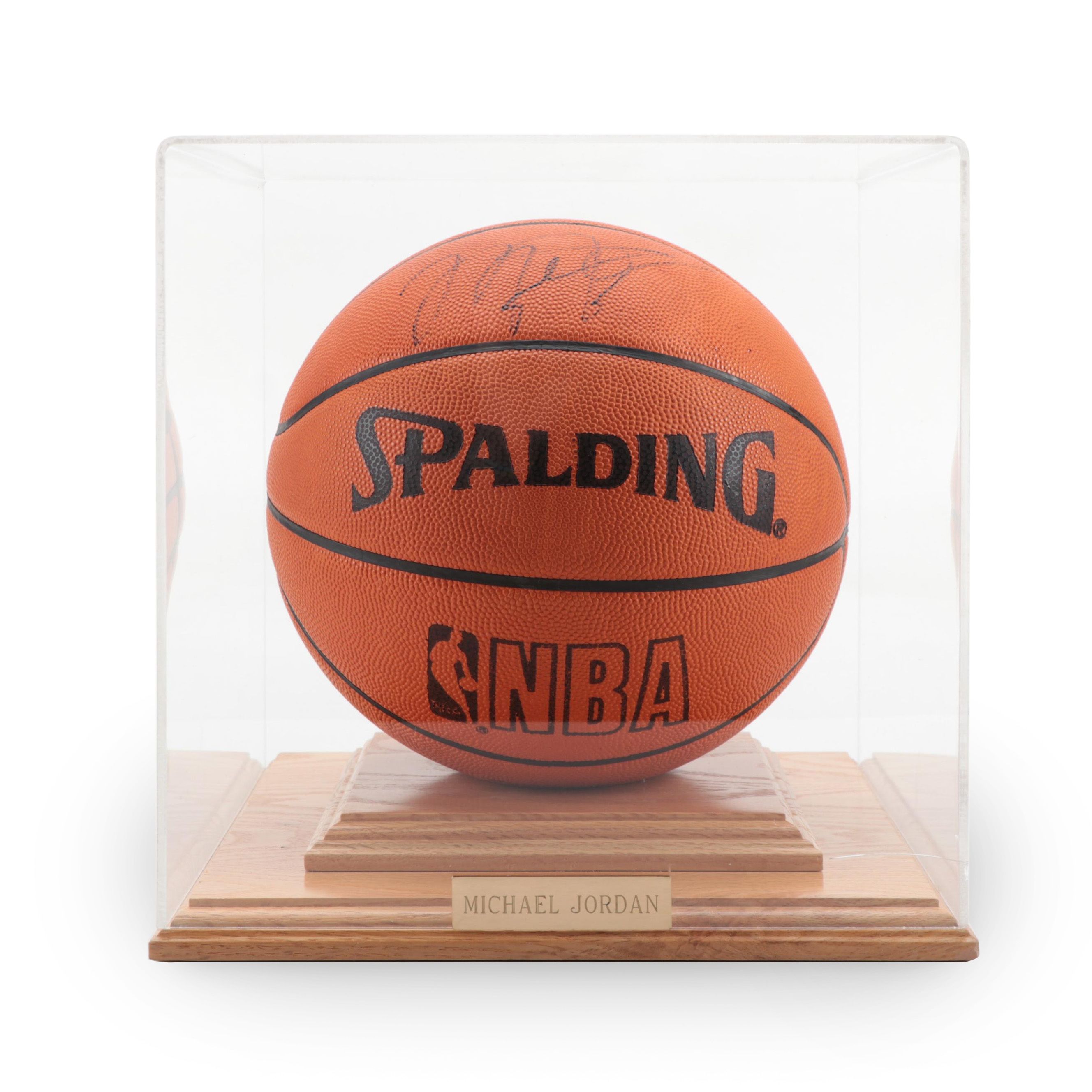 Michael Jordan Signed Spalding NBA Basketball in Presentation Case