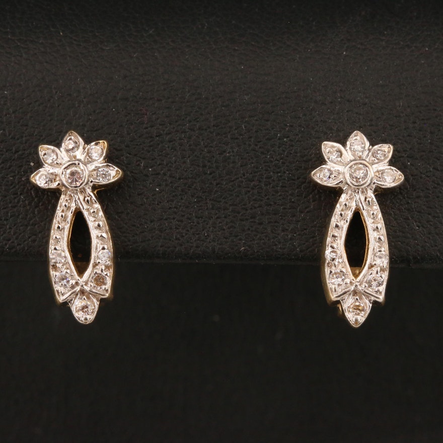 14K Cubic Zirconia Drop Earrings