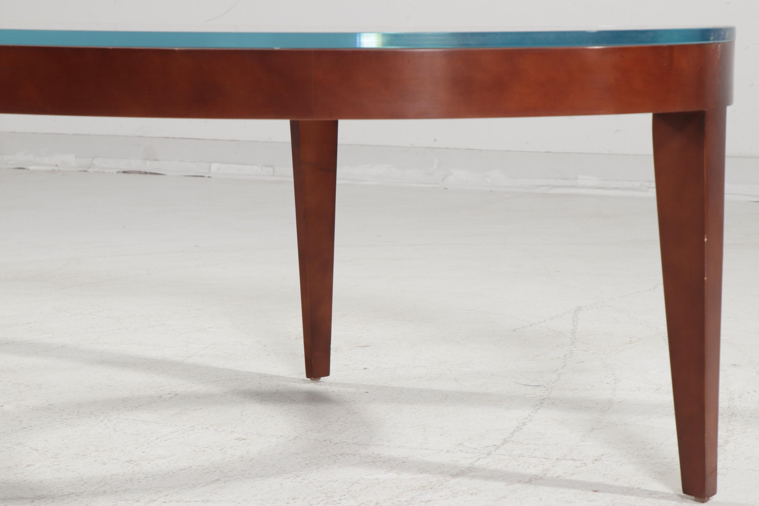 Contemporary Oval Glass Top Coffee Table