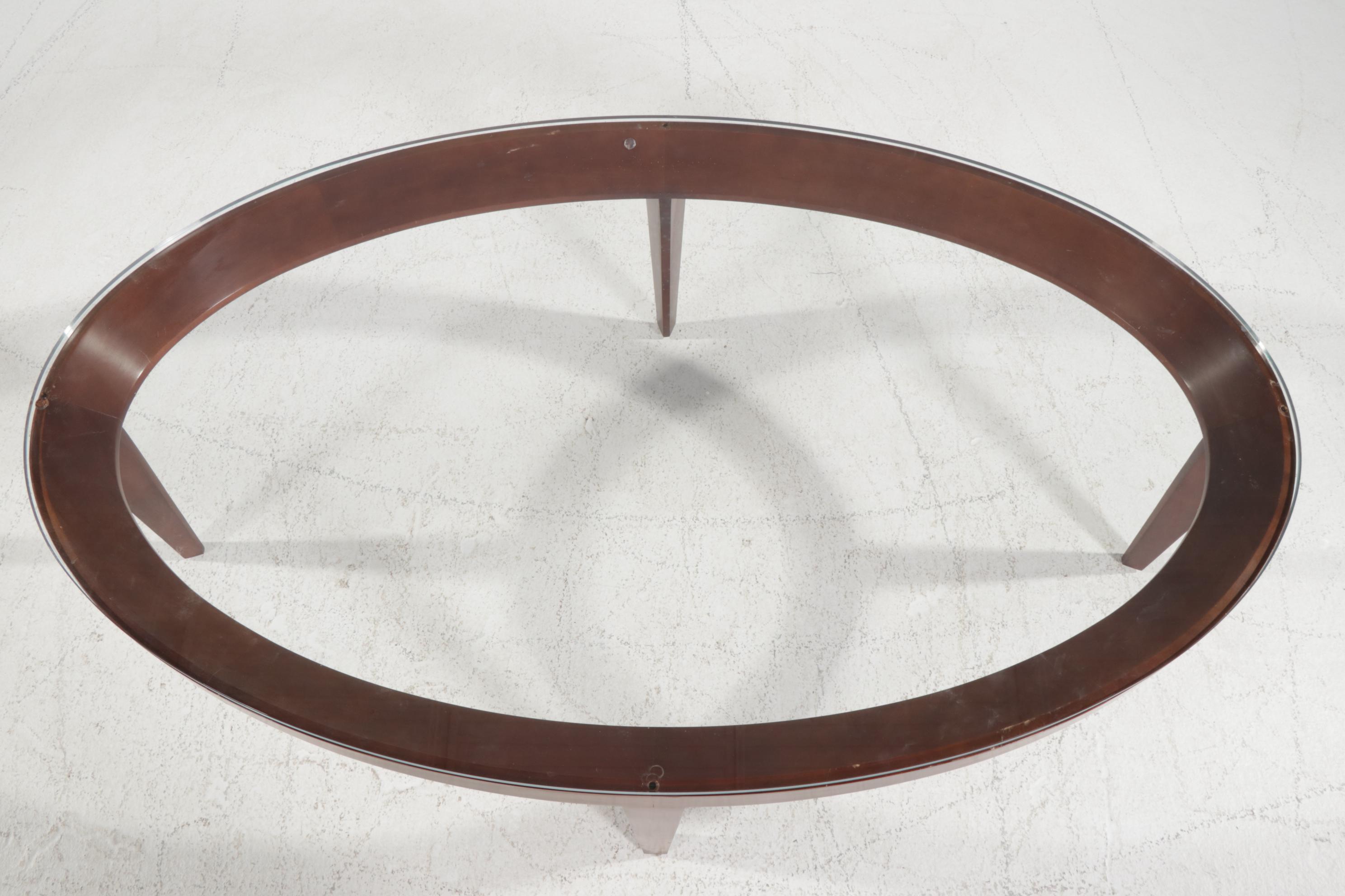 Contemporary Oval Glass Top Coffee Table