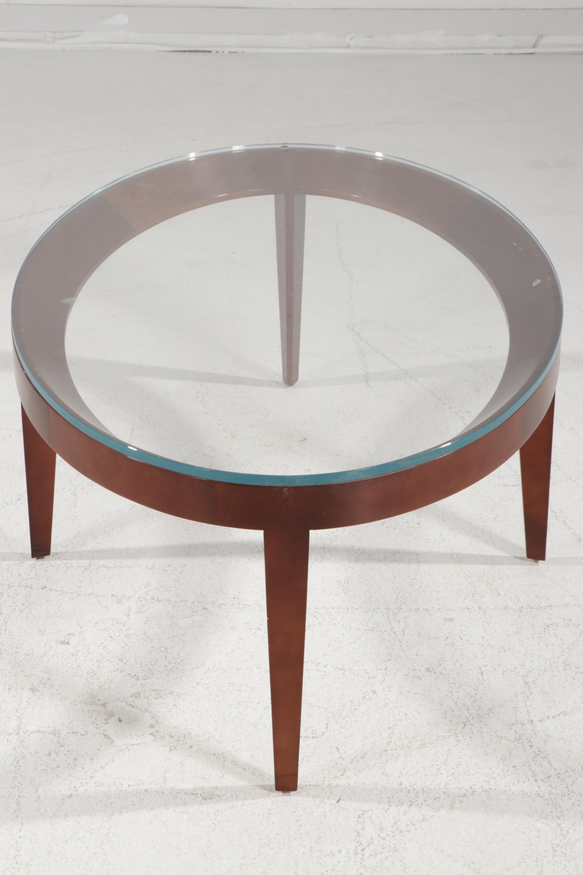 Contemporary Oval Glass Top Coffee Table