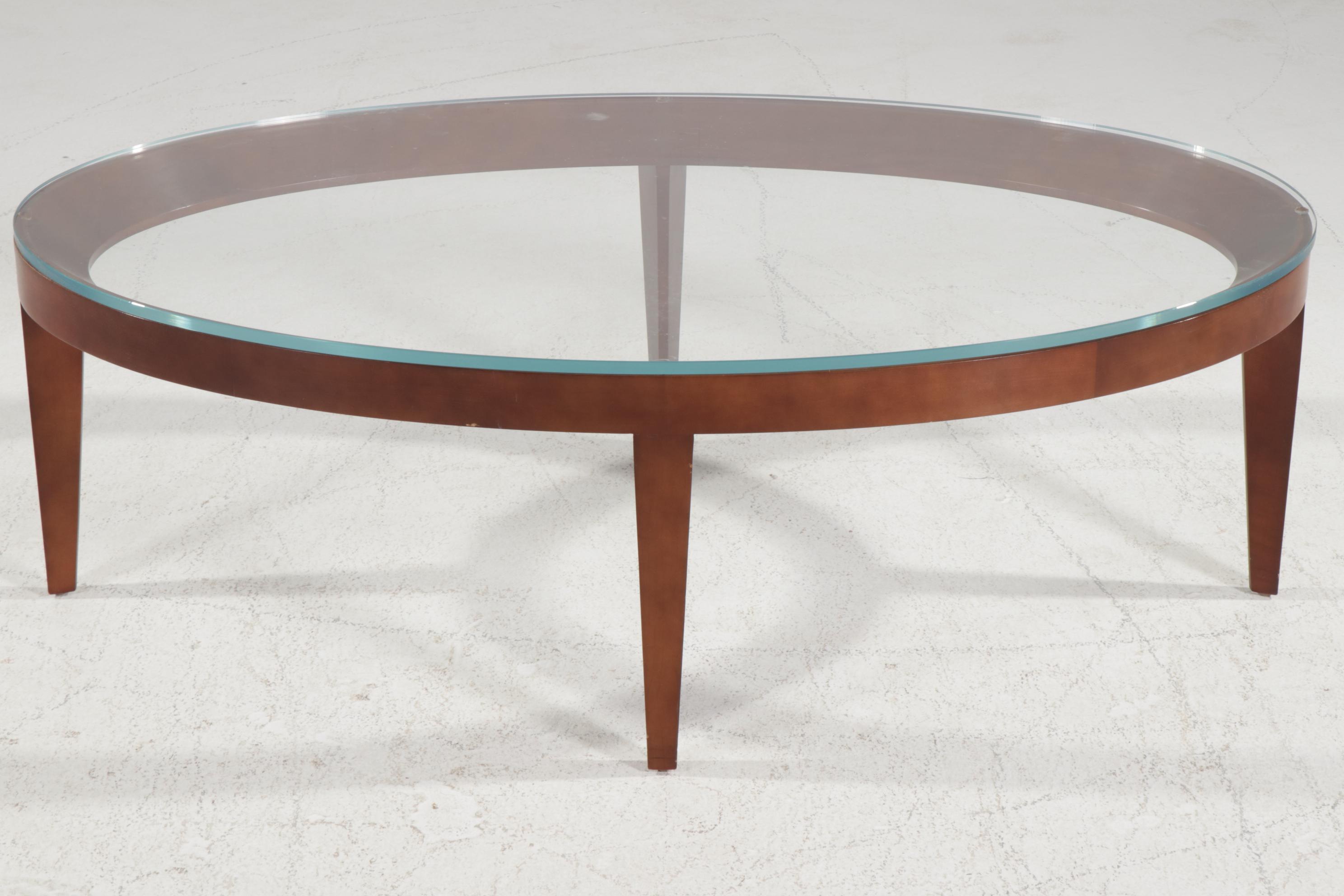 Contemporary Oval Glass Top Coffee Table