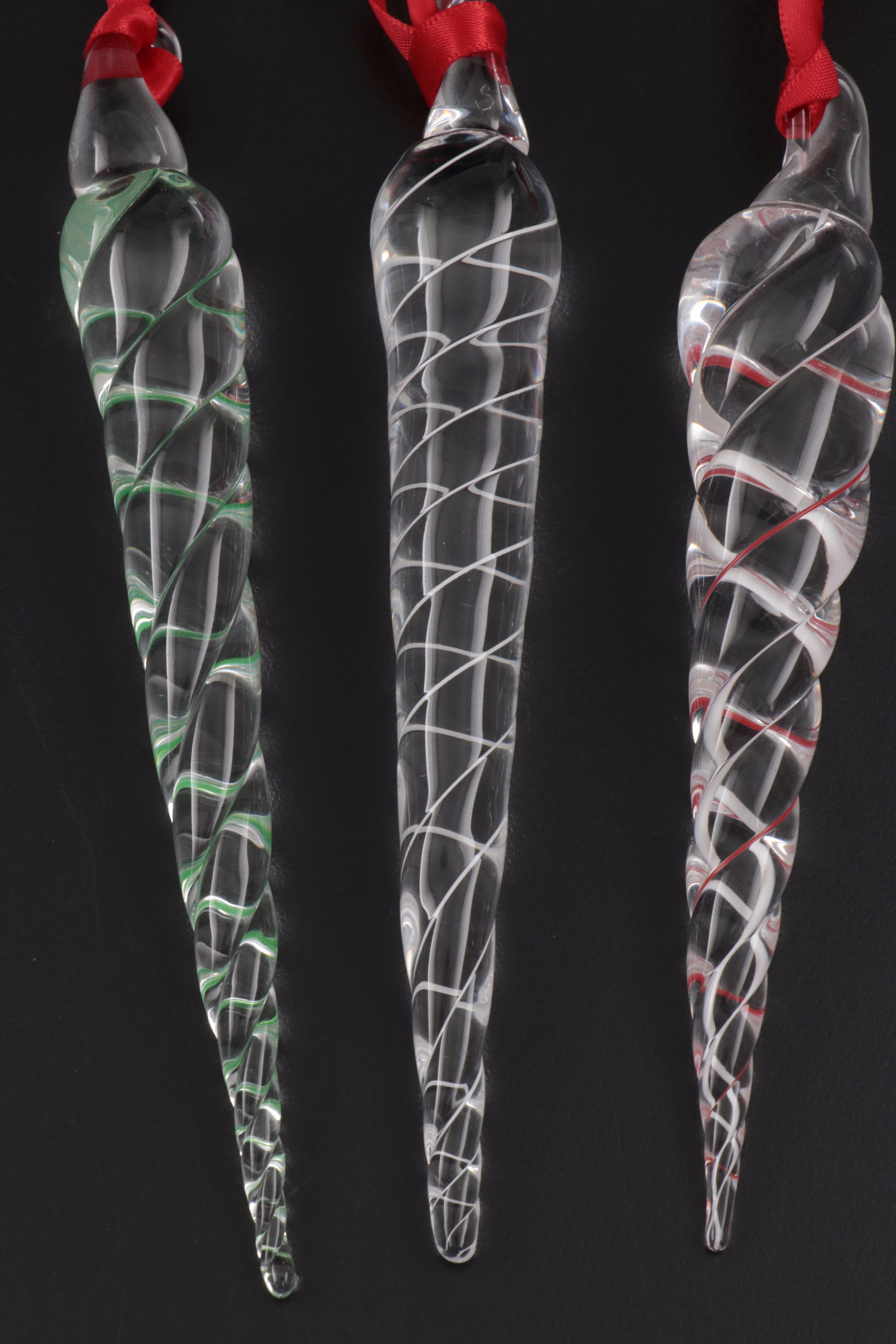Steuben Art Glass Icicle Ornaments