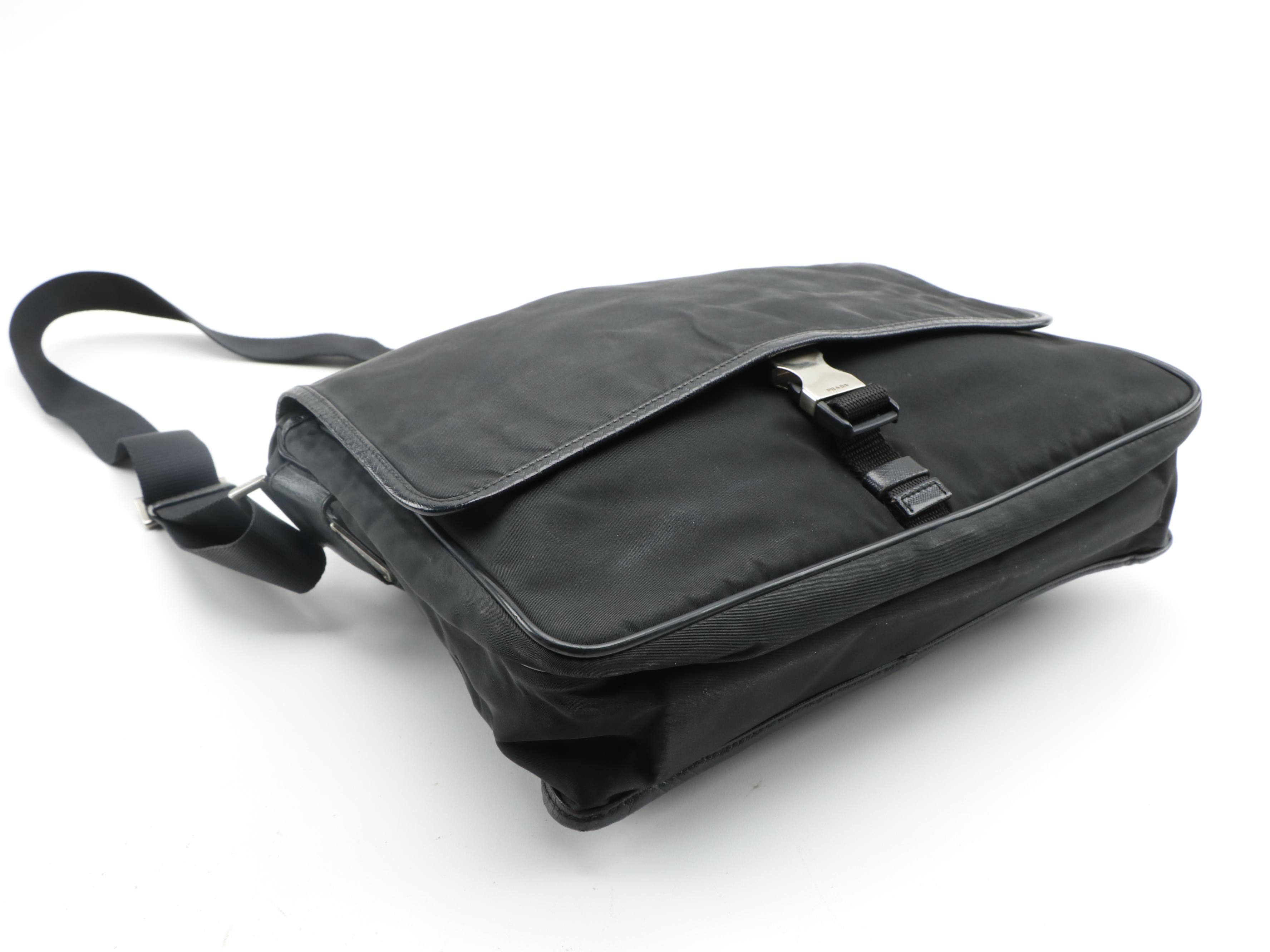 Prada Messenger Bag in Black Nylon and Saffiano Leather