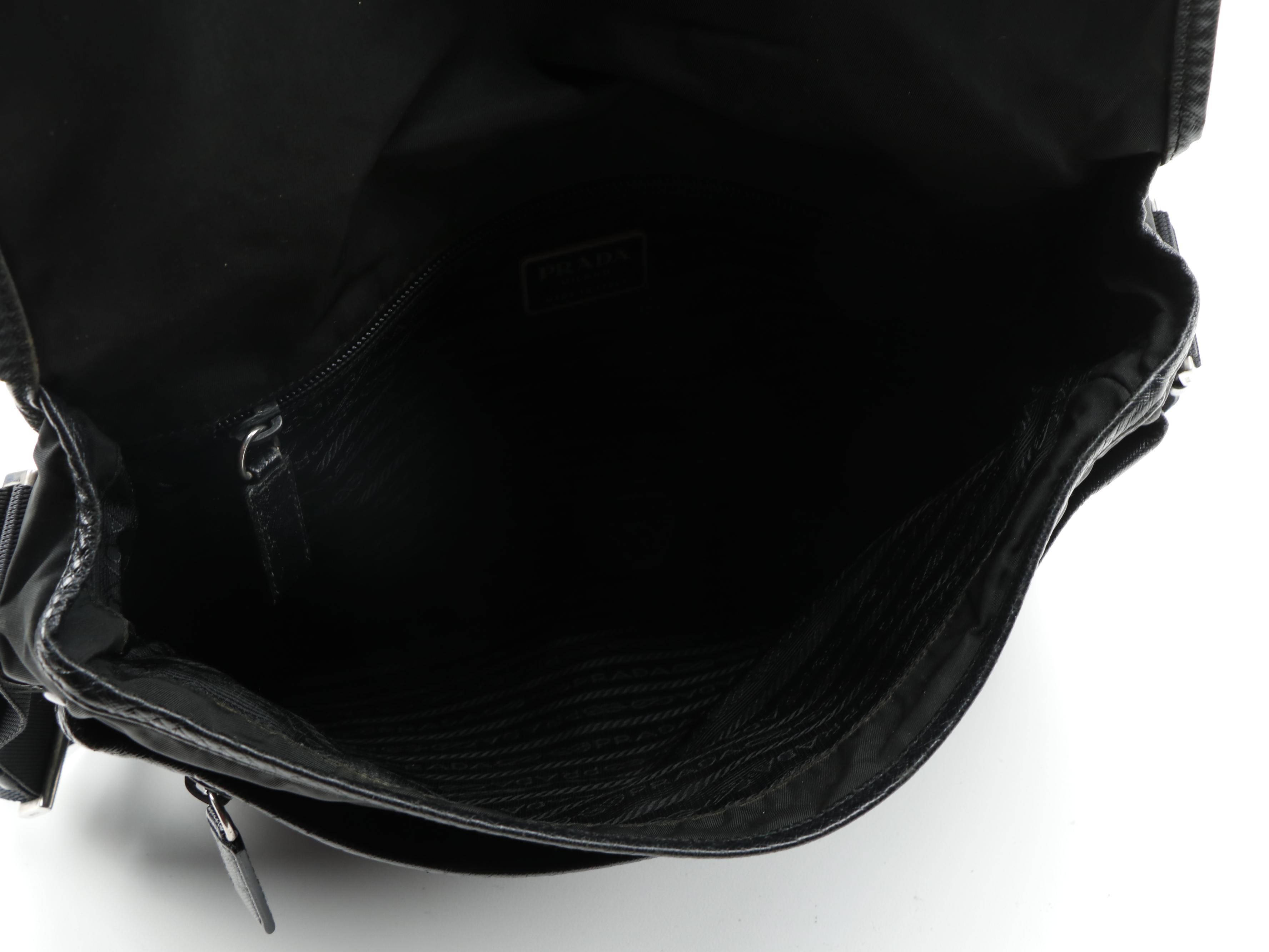 Prada Messenger Bag in Black Nylon and Saffiano Leather