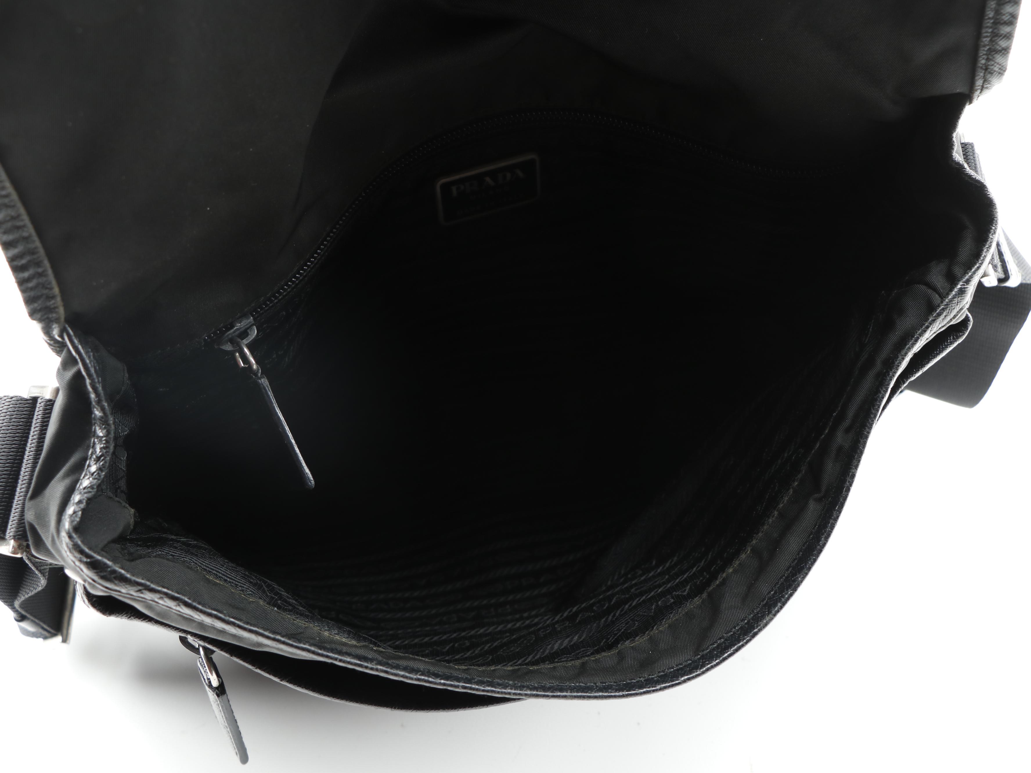 Prada Messenger Bag in Black Nylon and Saffiano Leather