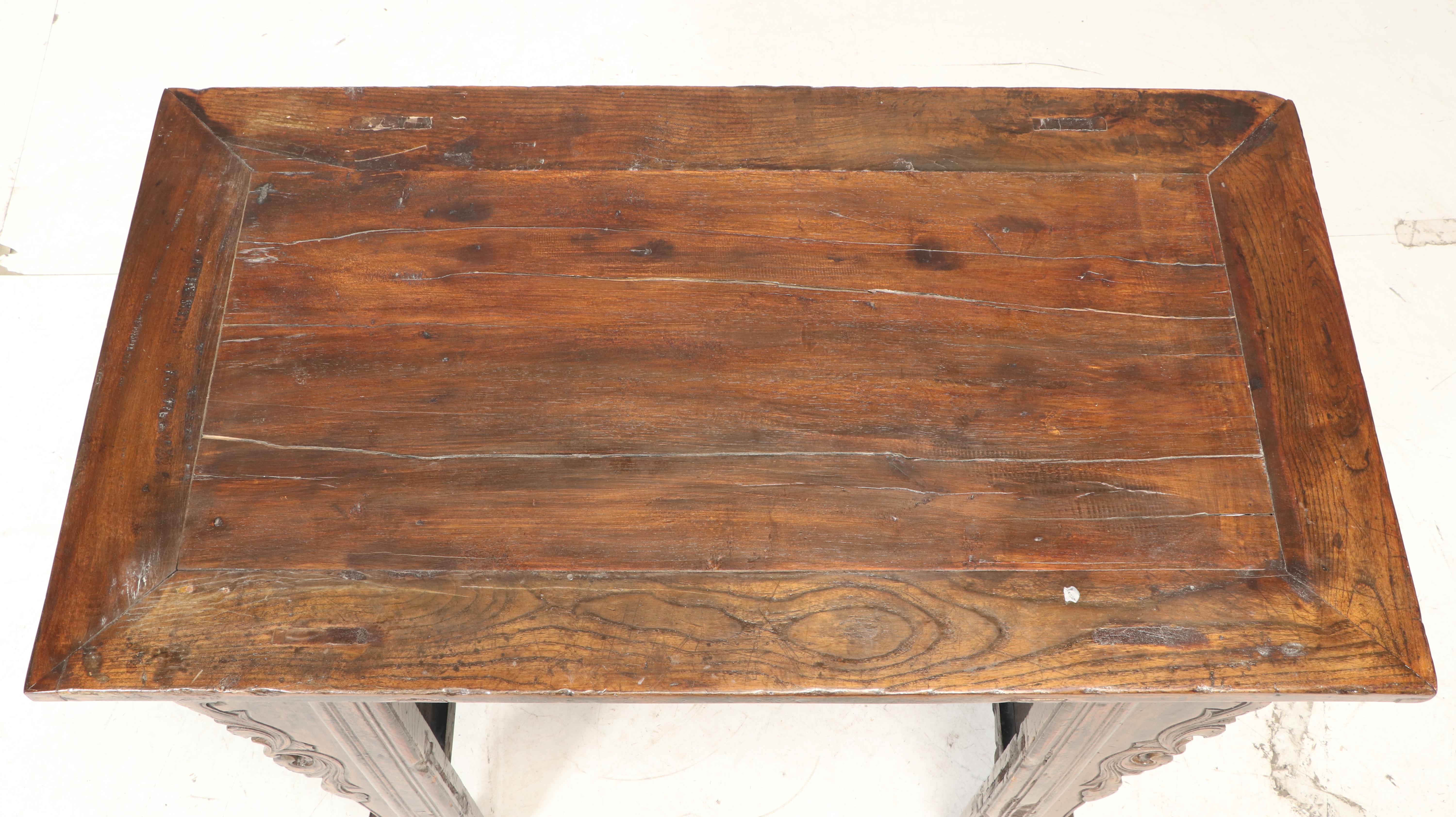 Chinese Carved Hardwood Computer Desk with Hidden Chair