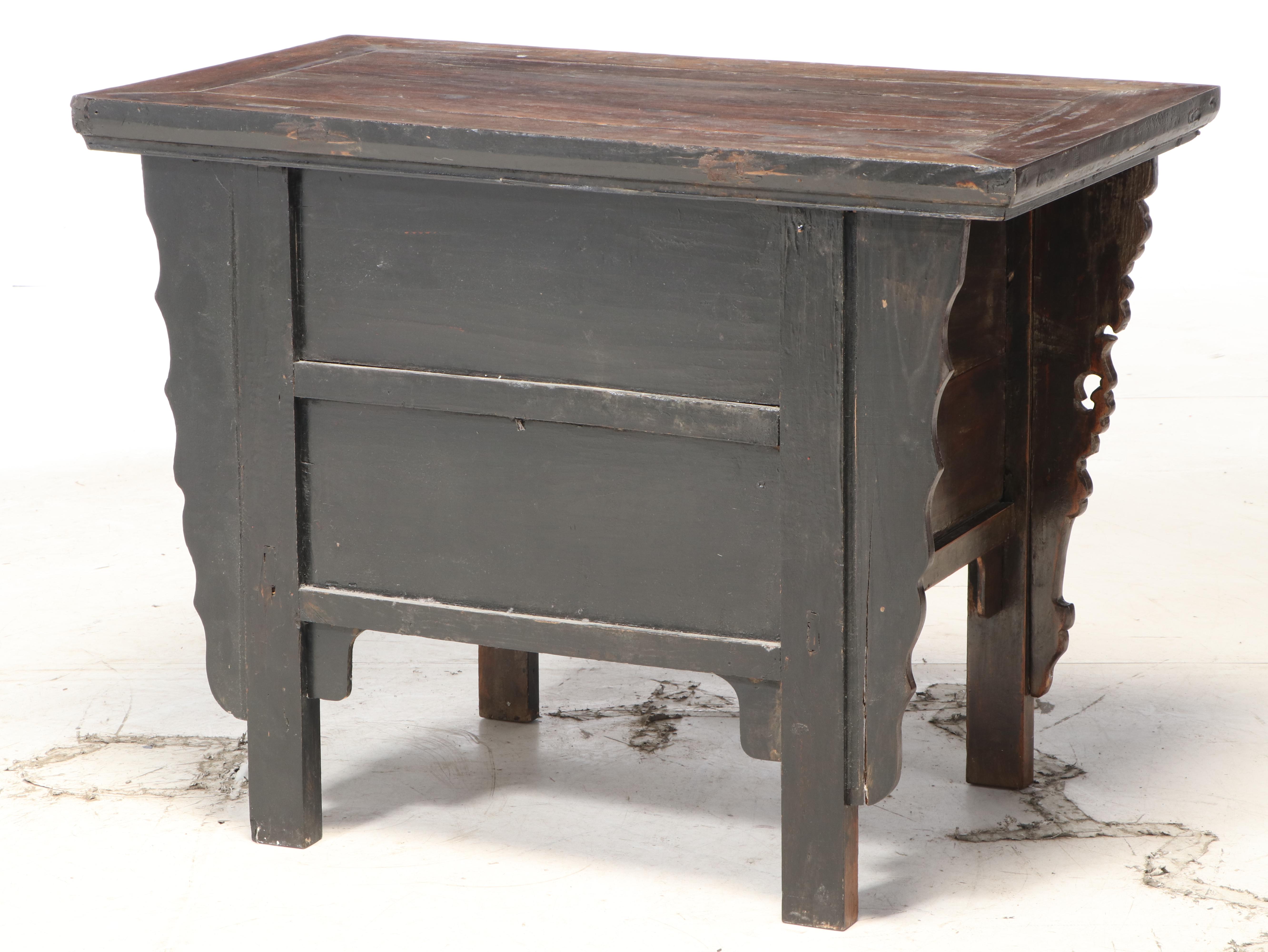 Chinese Carved Hardwood Computer Desk with Hidden Chair