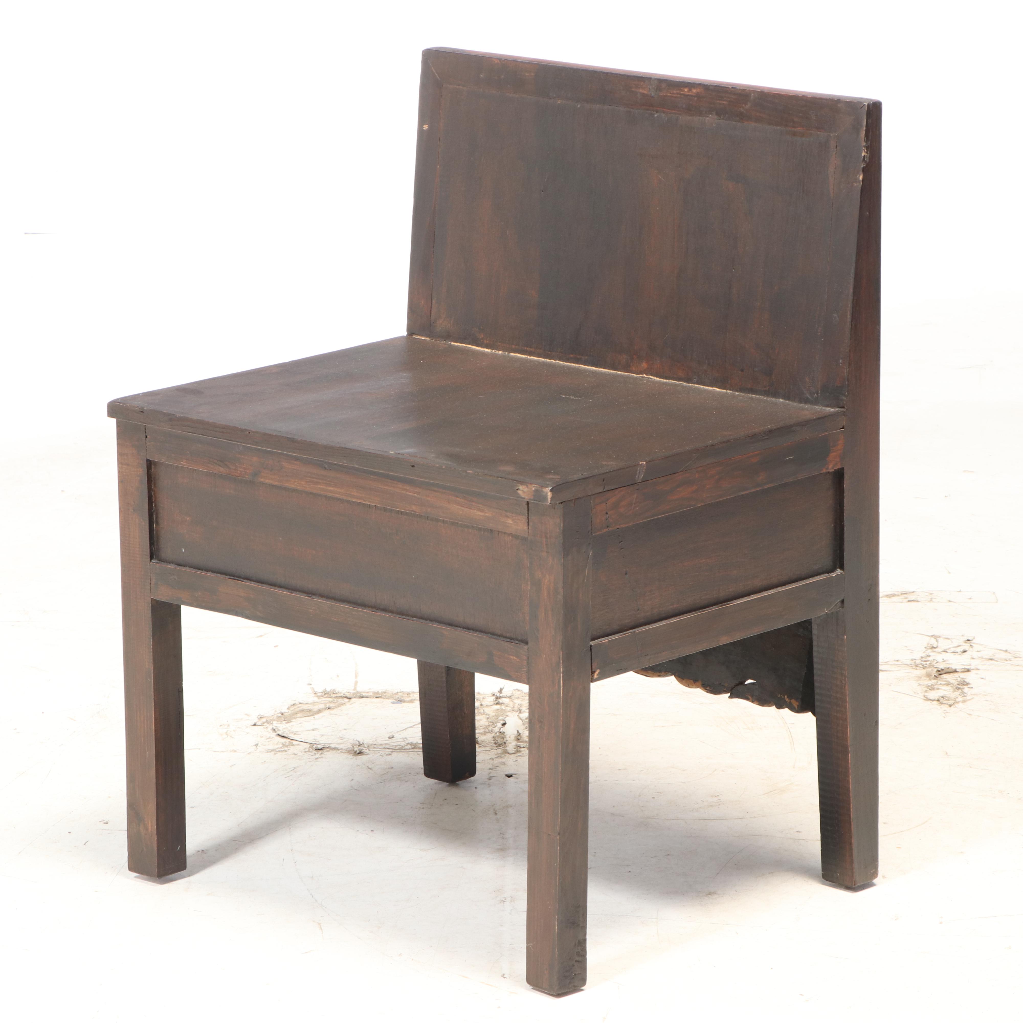 Chinese Carved Hardwood Computer Desk with Hidden Chair