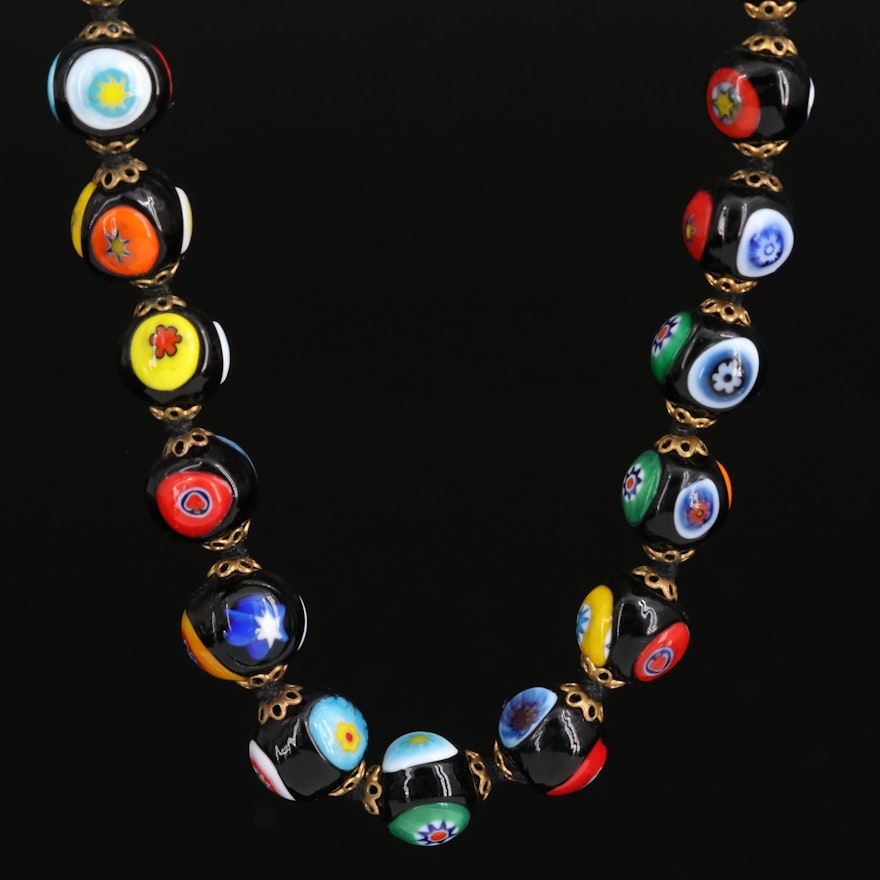 Millefiori Glass Beaded Necklace