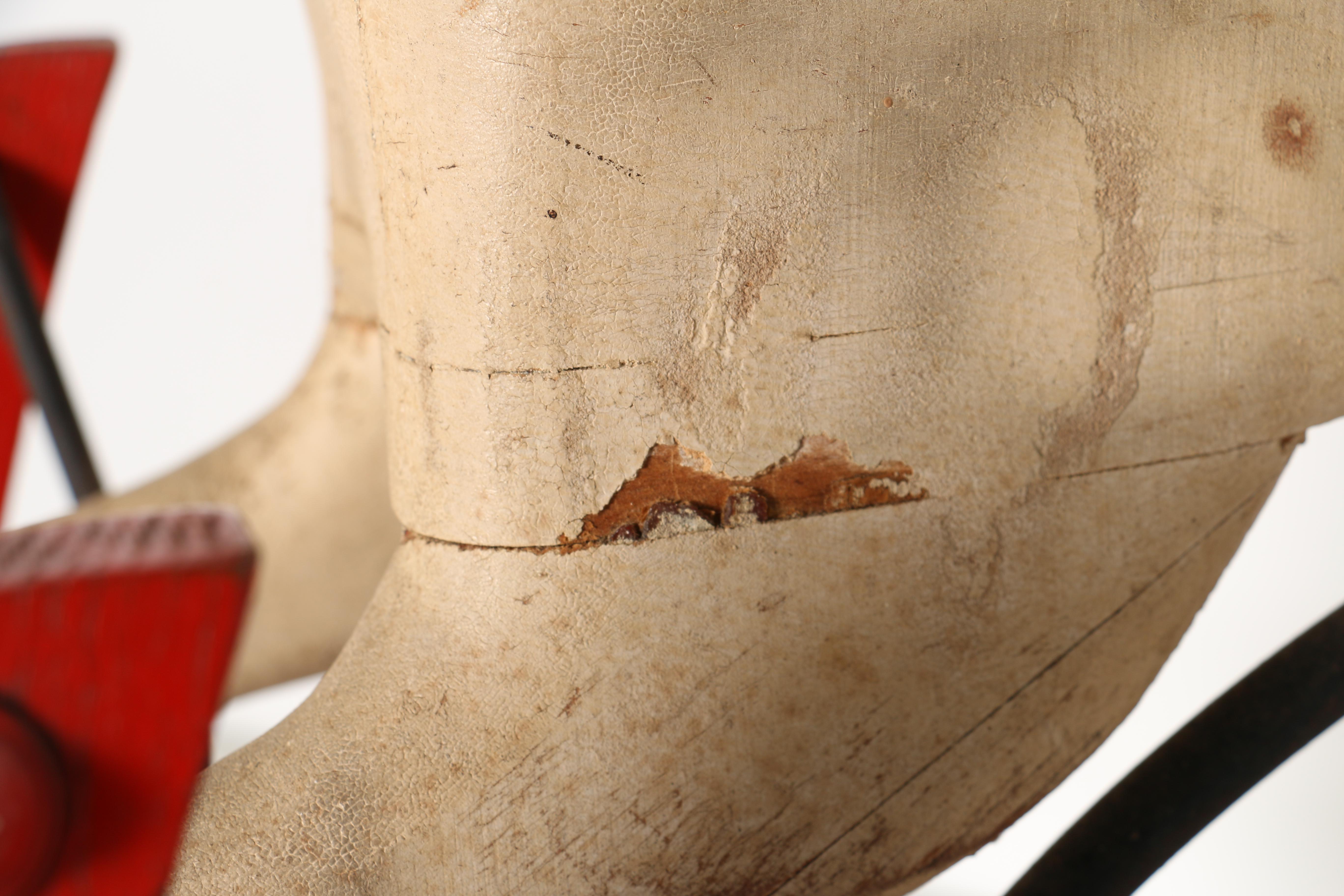 Victorian Wooden Rocking Horse in Period Paint, Late 19th Century