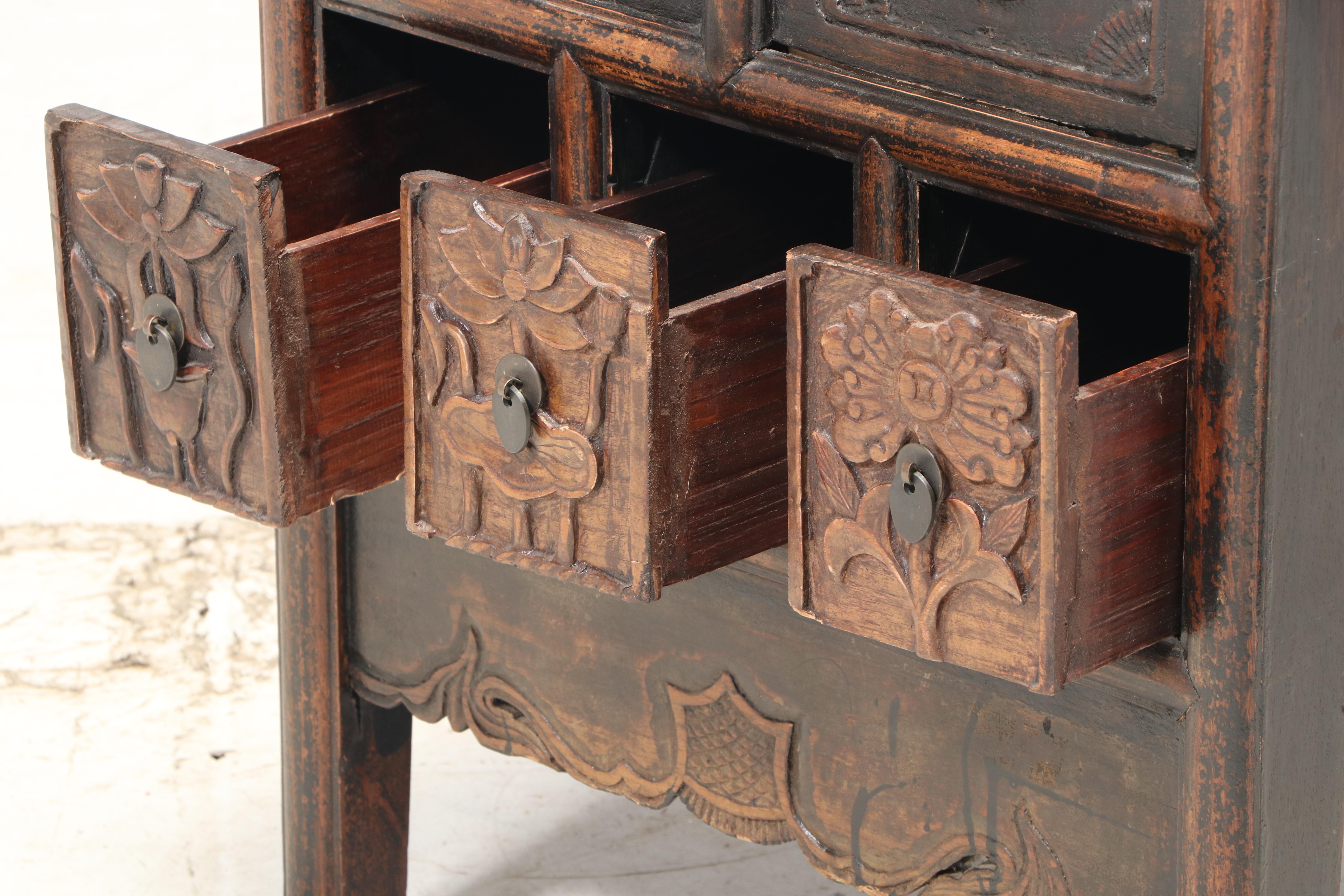 Chinese Carved Hardwood Computer Desk with Hidden Chair