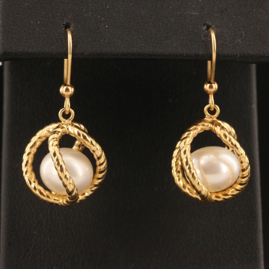 14K Pearl Dangle Earrings