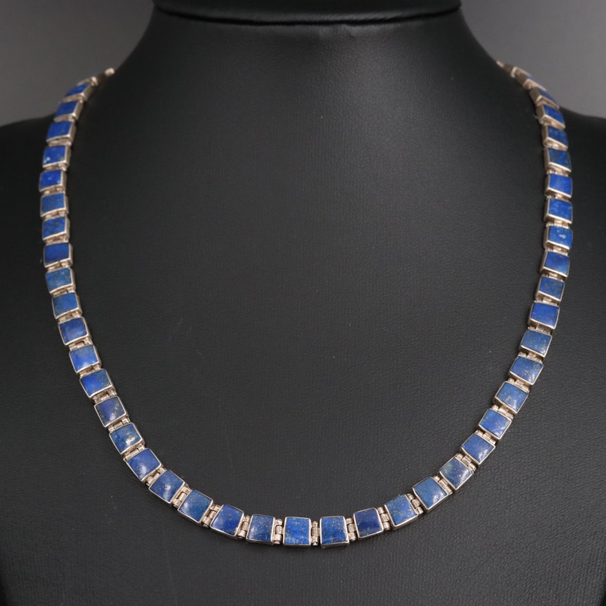 950 Silver Lapis Lazuli Link Necklace