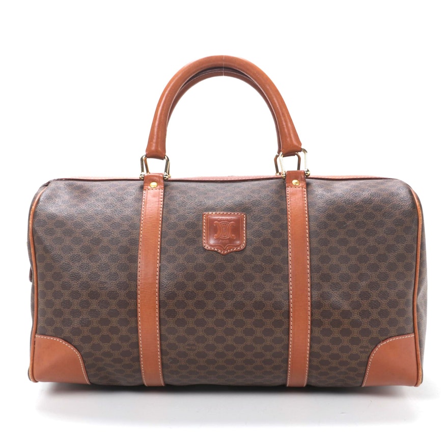 Celine Duffel in Macadam Canvas and Cognac Leather